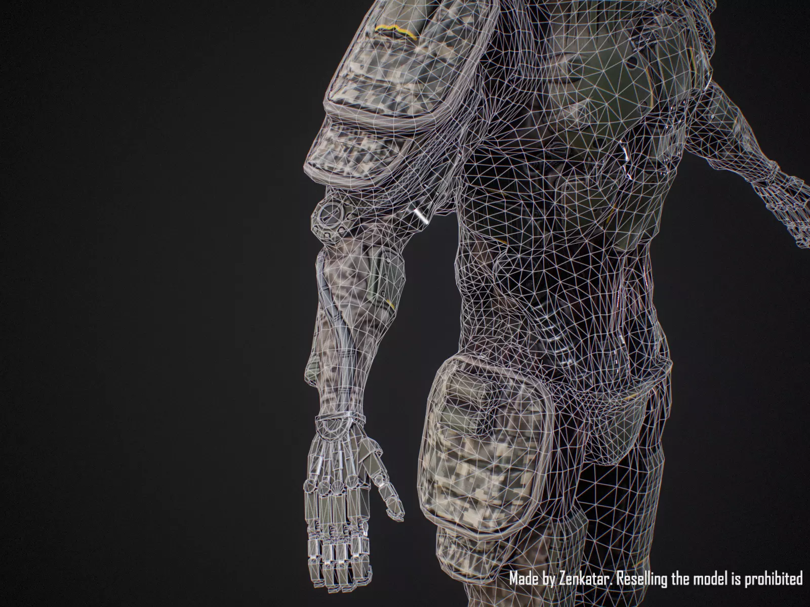 Sci-fi military robot soldier gameready unity unreal engine Low-poly 3D model_28