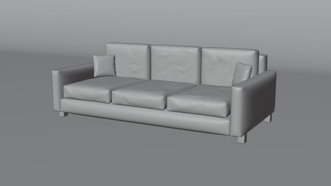 Sofa Furniture Low-poly 3D model_6