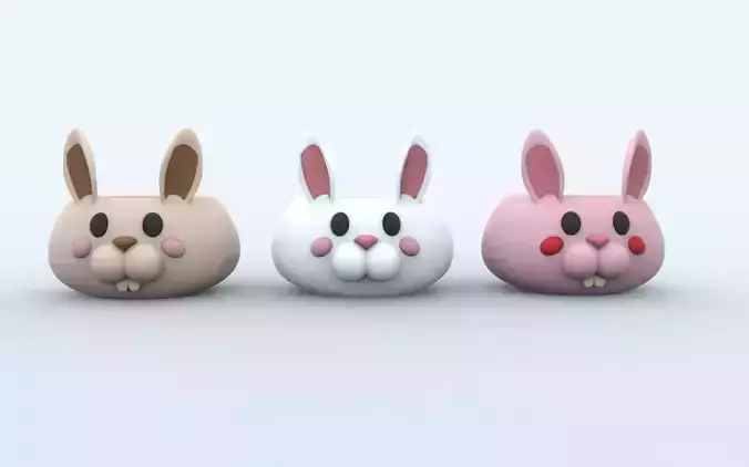 Cute Rabbit Bunny Easter Flower Pot Pencil Pen Cup 