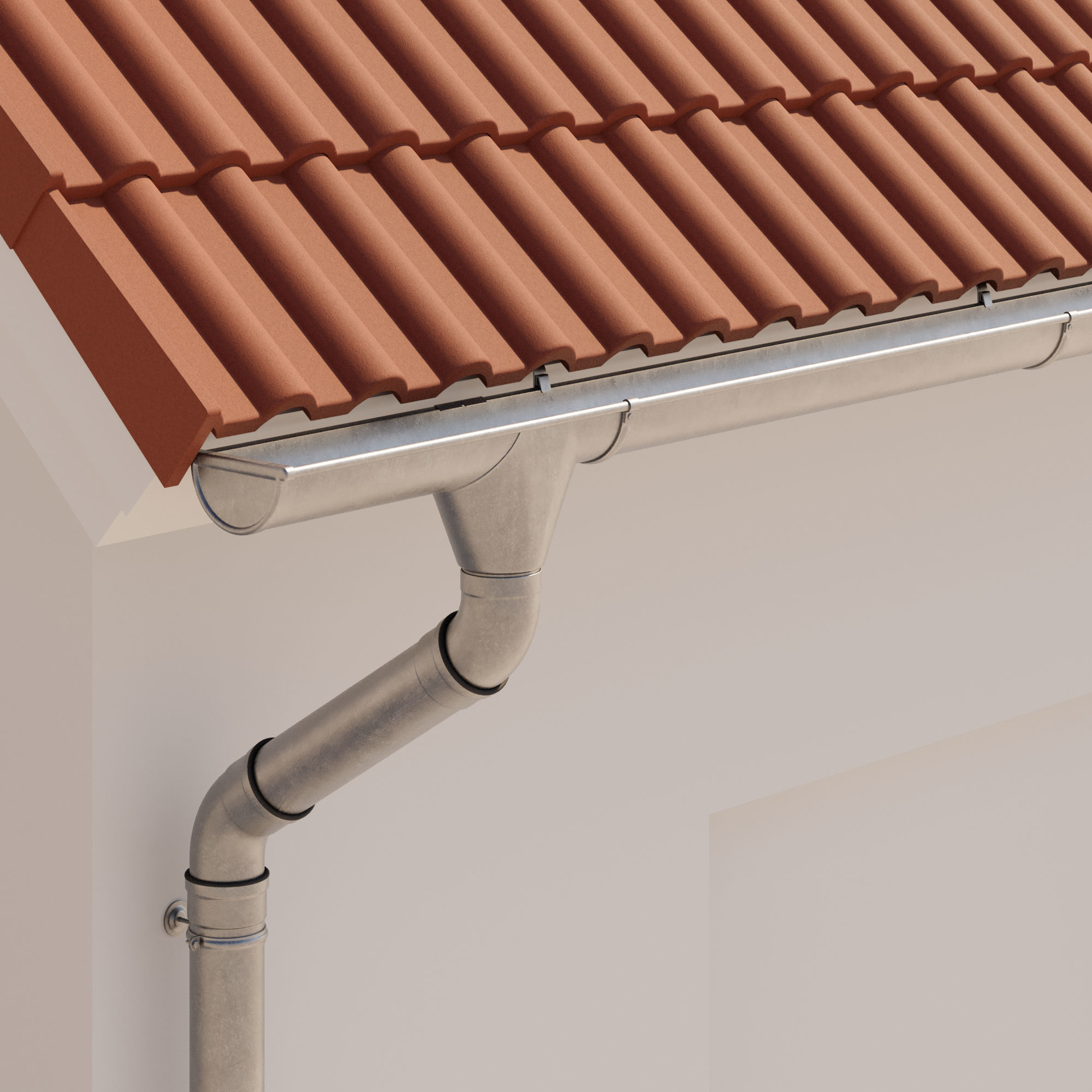 German Gutter System 3D model_7