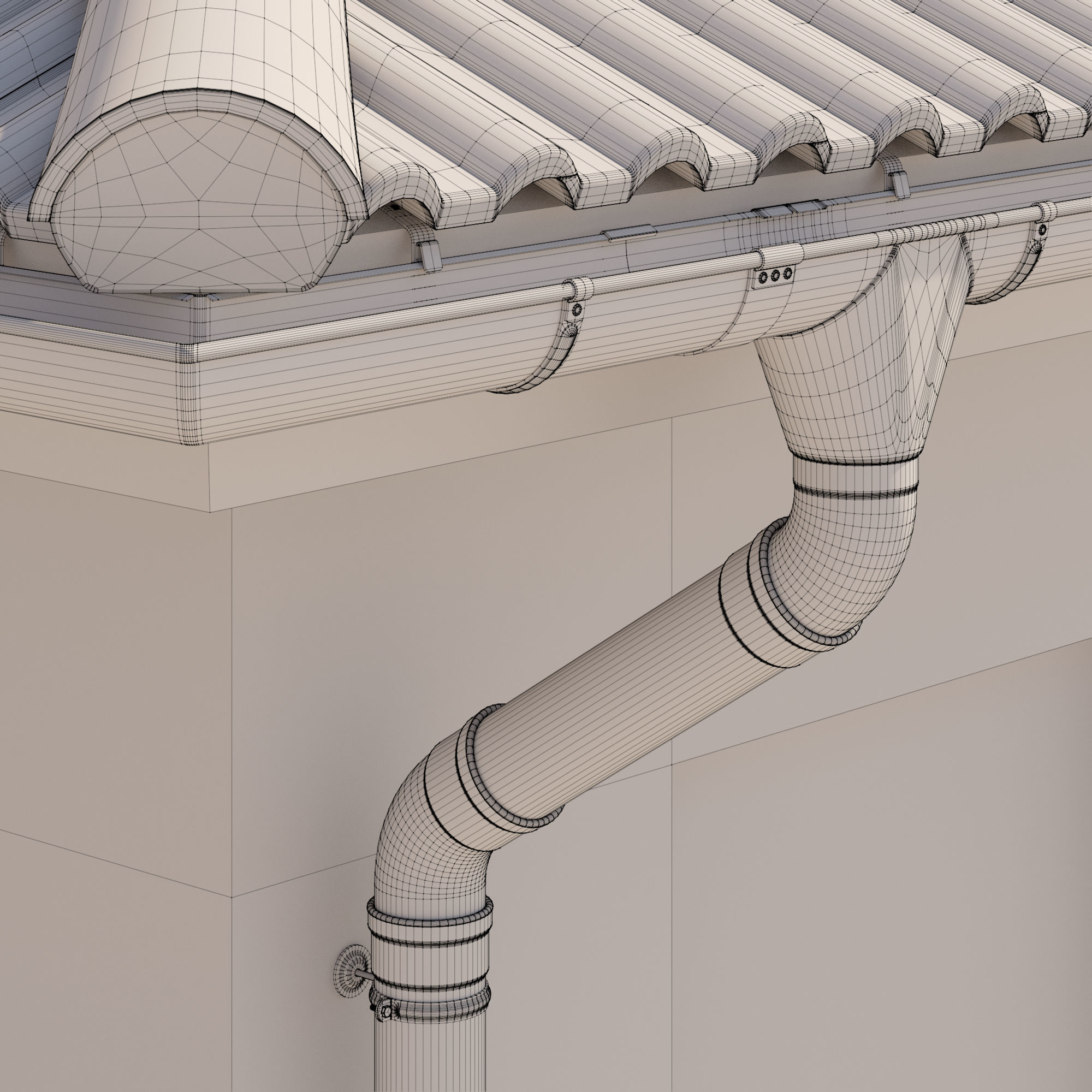 German Gutter System 3D model_16