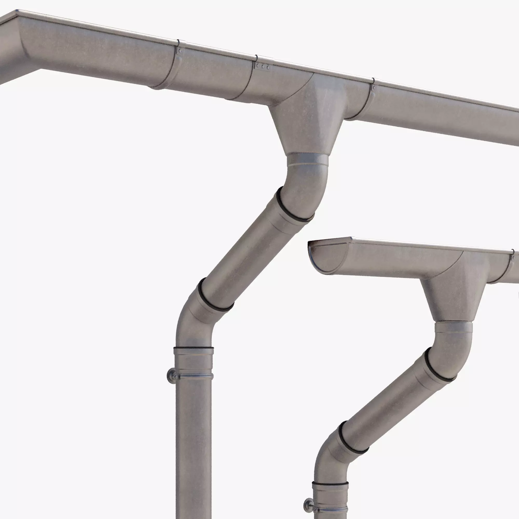 German Gutter System 3D model_0