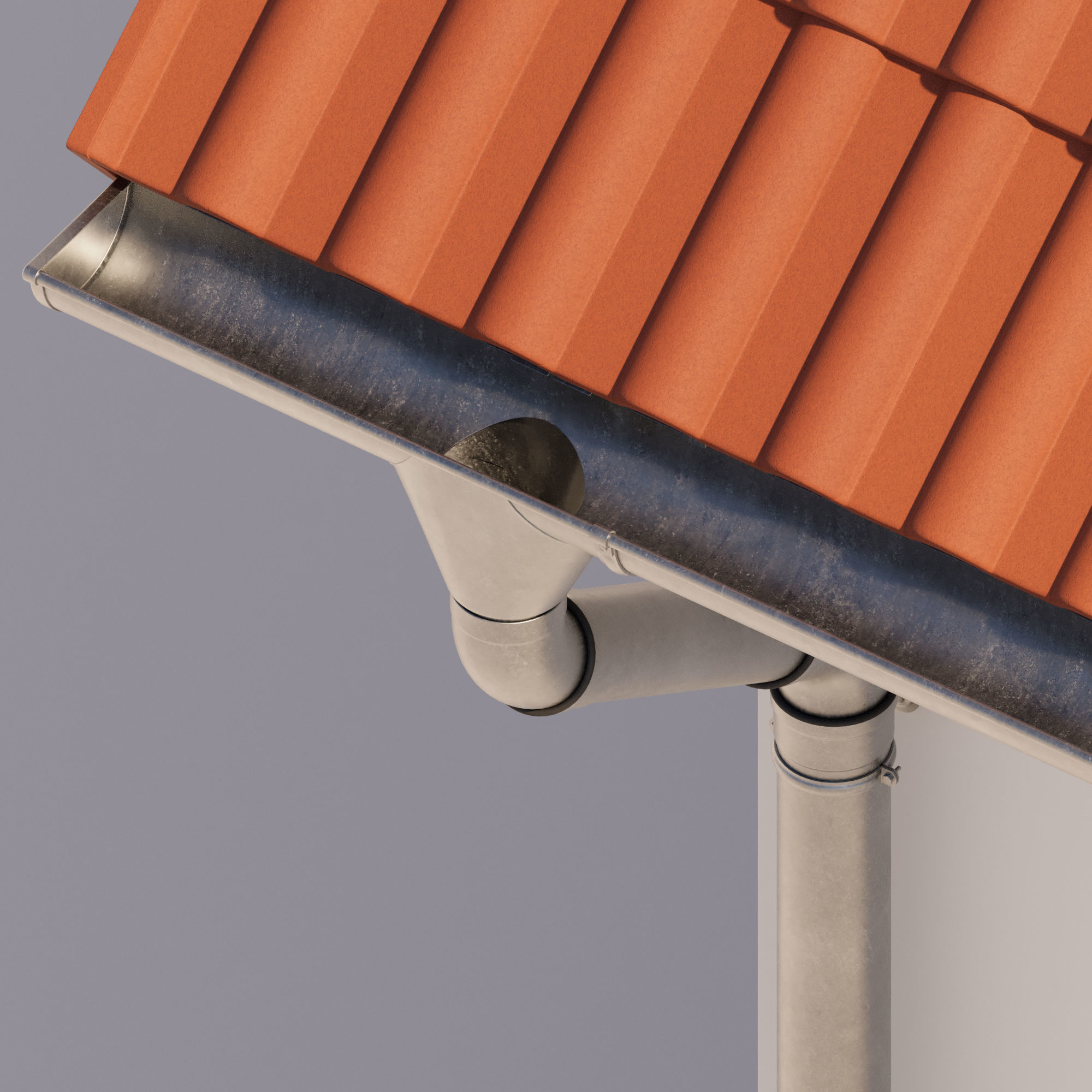 German Gutter System 3D model_9