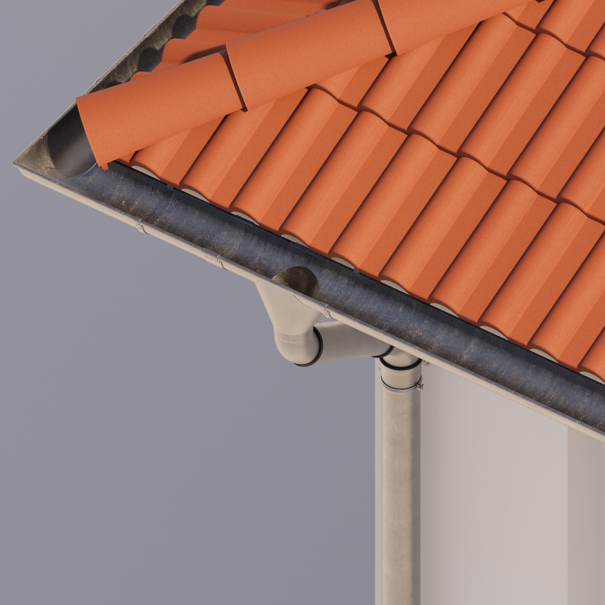 German Gutter System 3D model_3