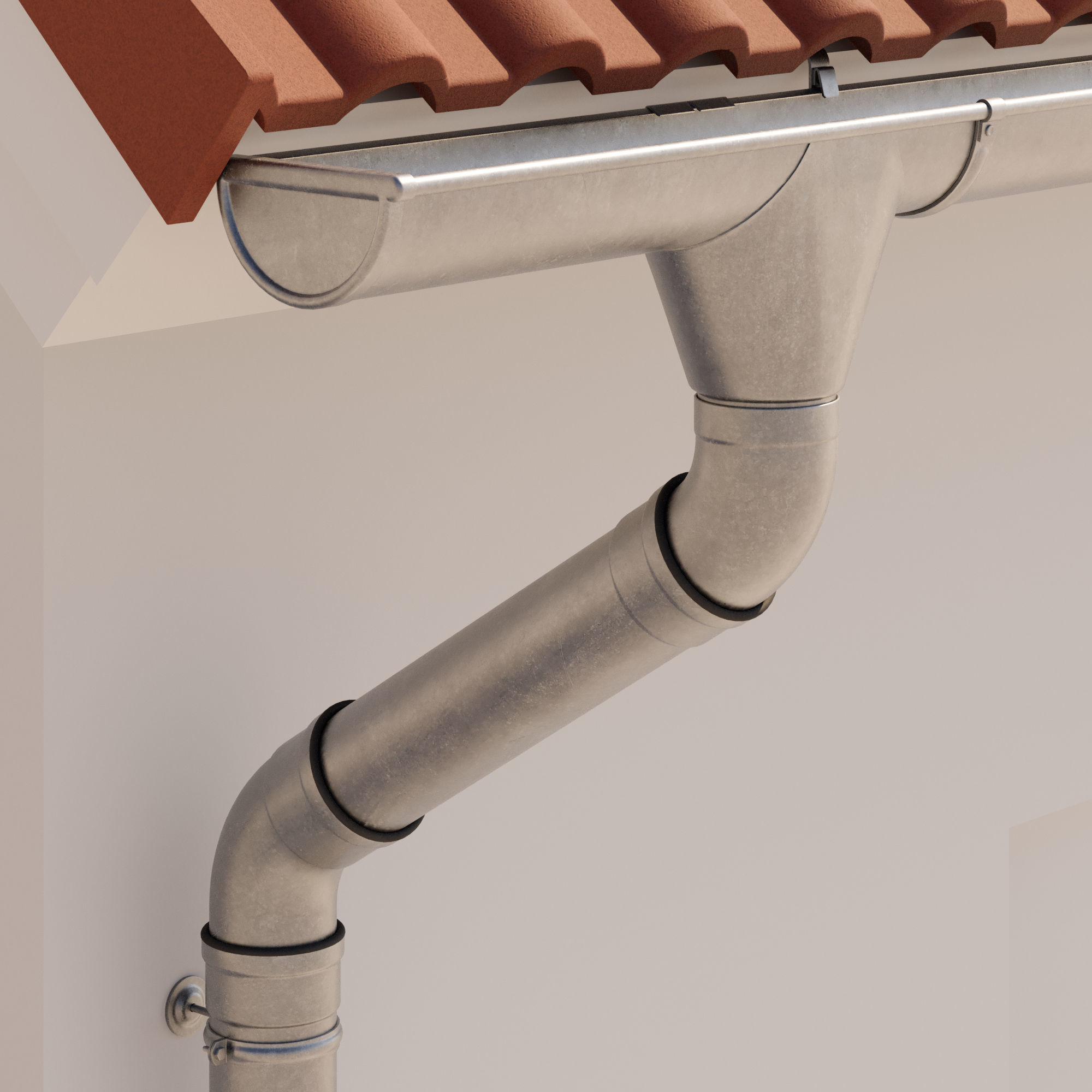 German Gutter System 3D model_10