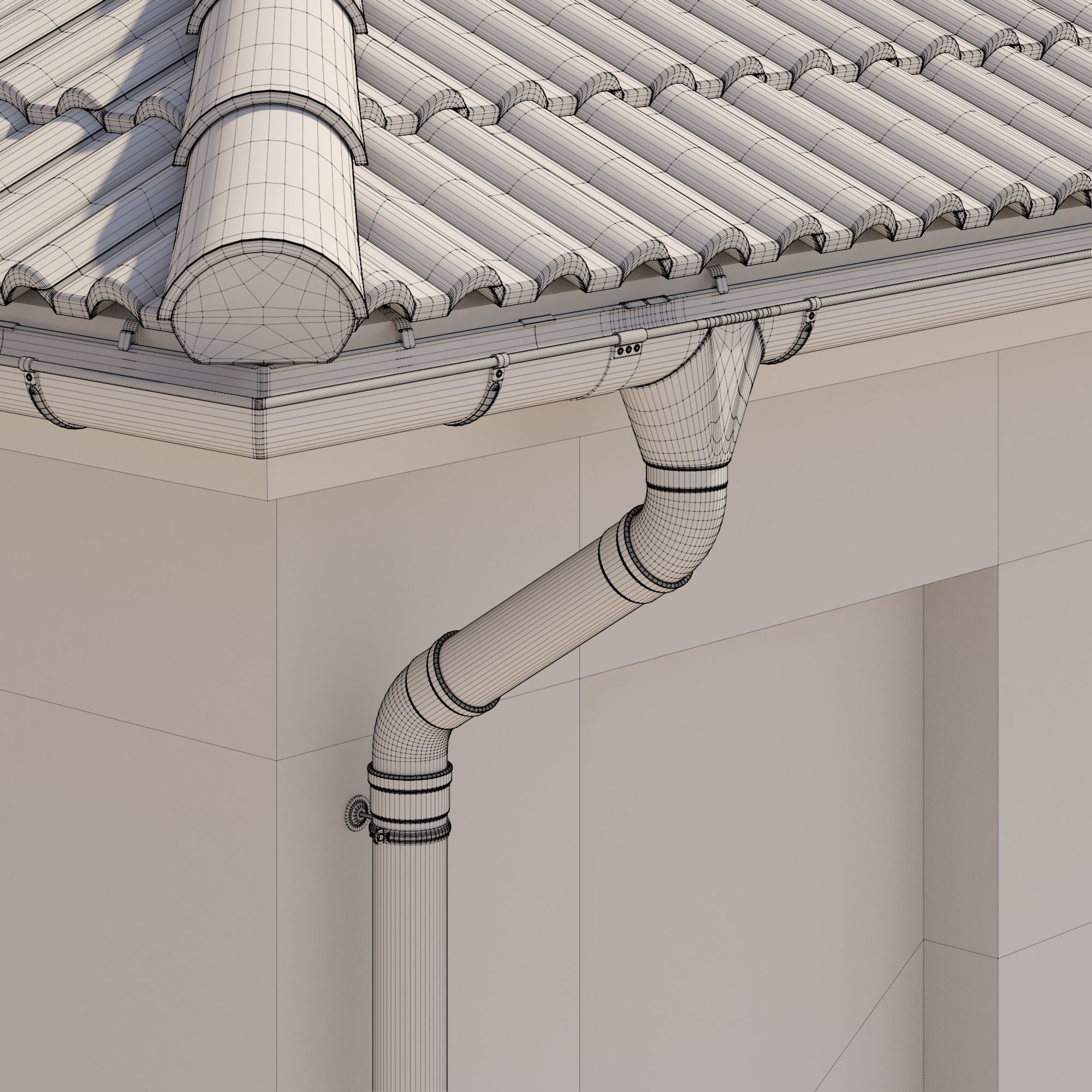 German Gutter System 3D model_13