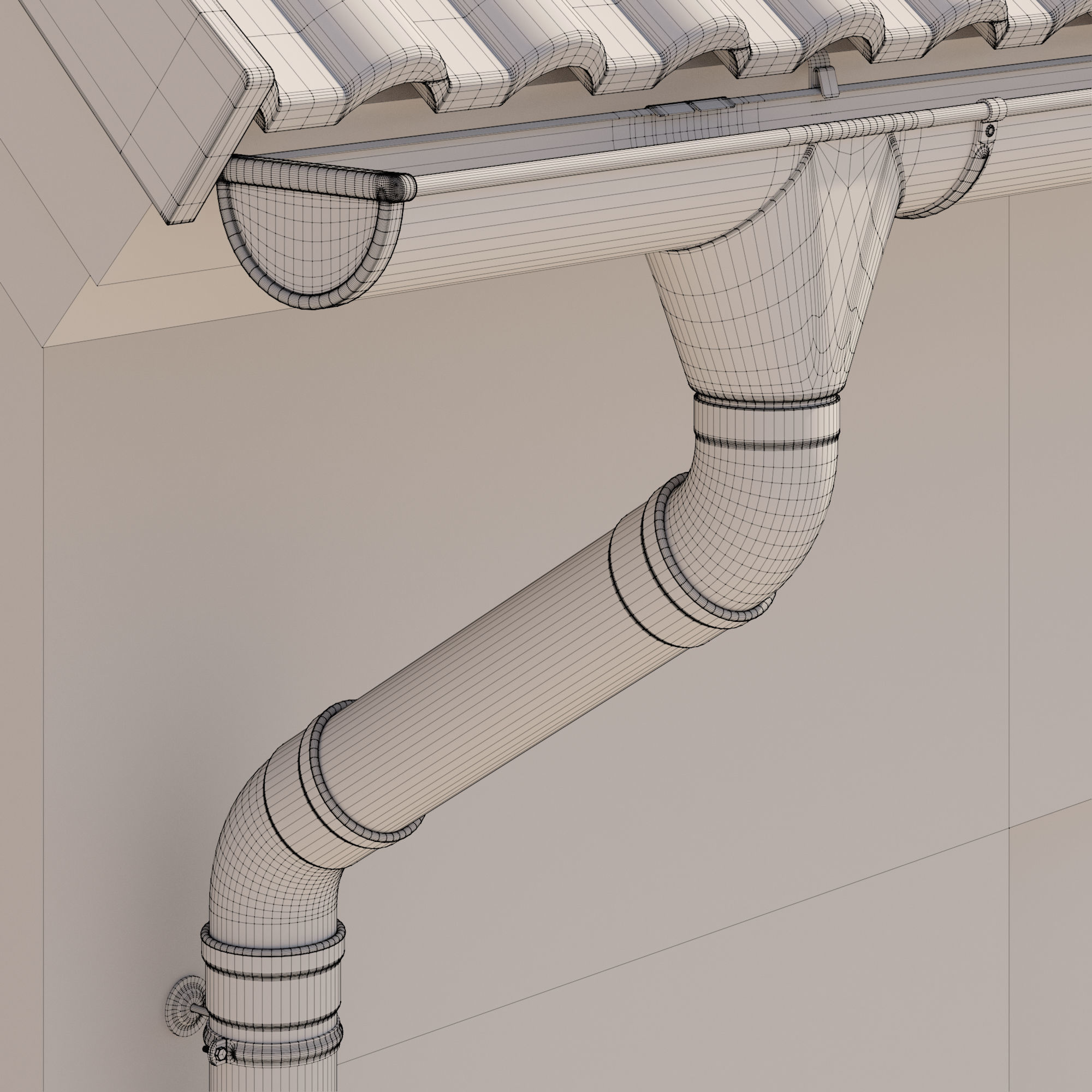 German Gutter System 3D model_23