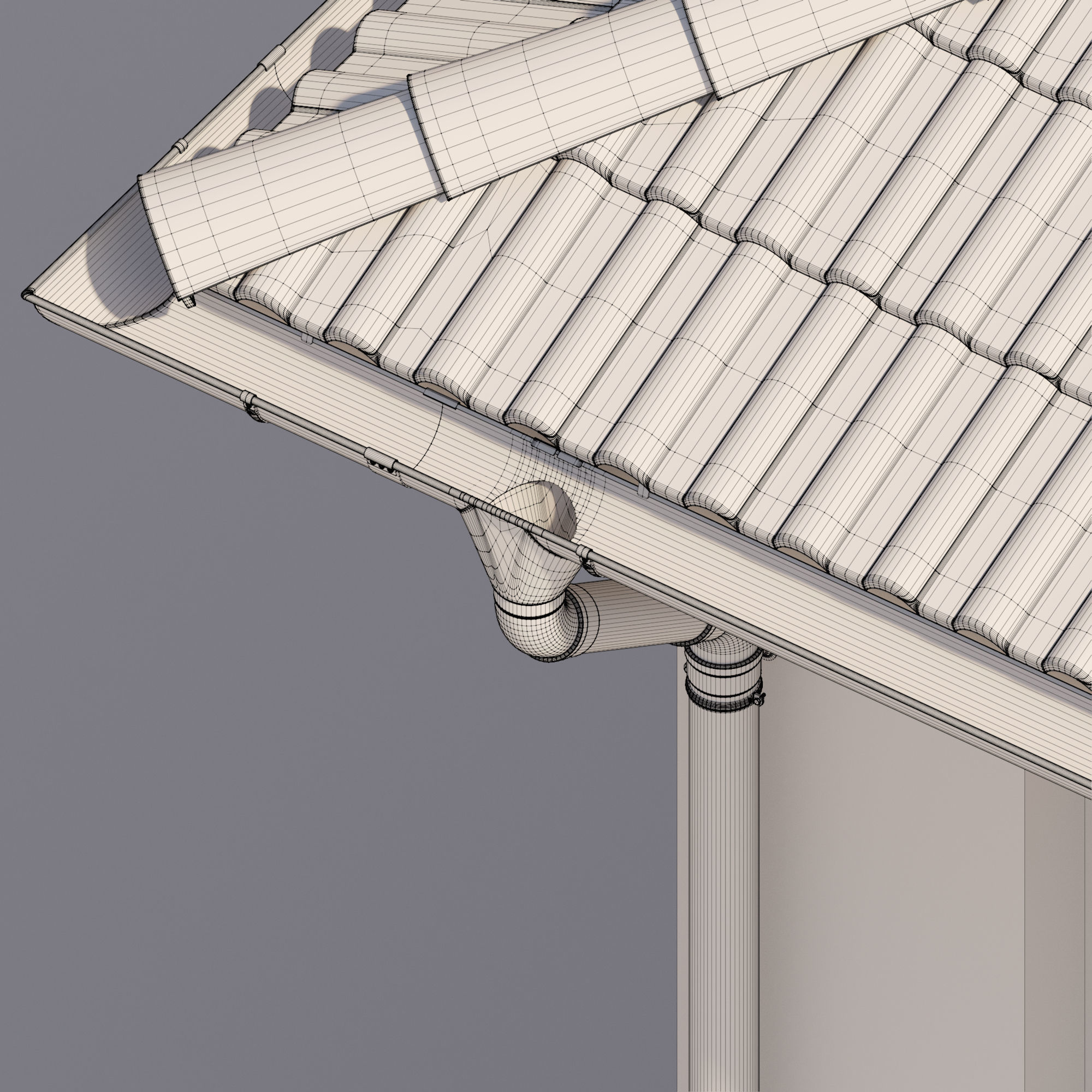 German Gutter System 3D model_15