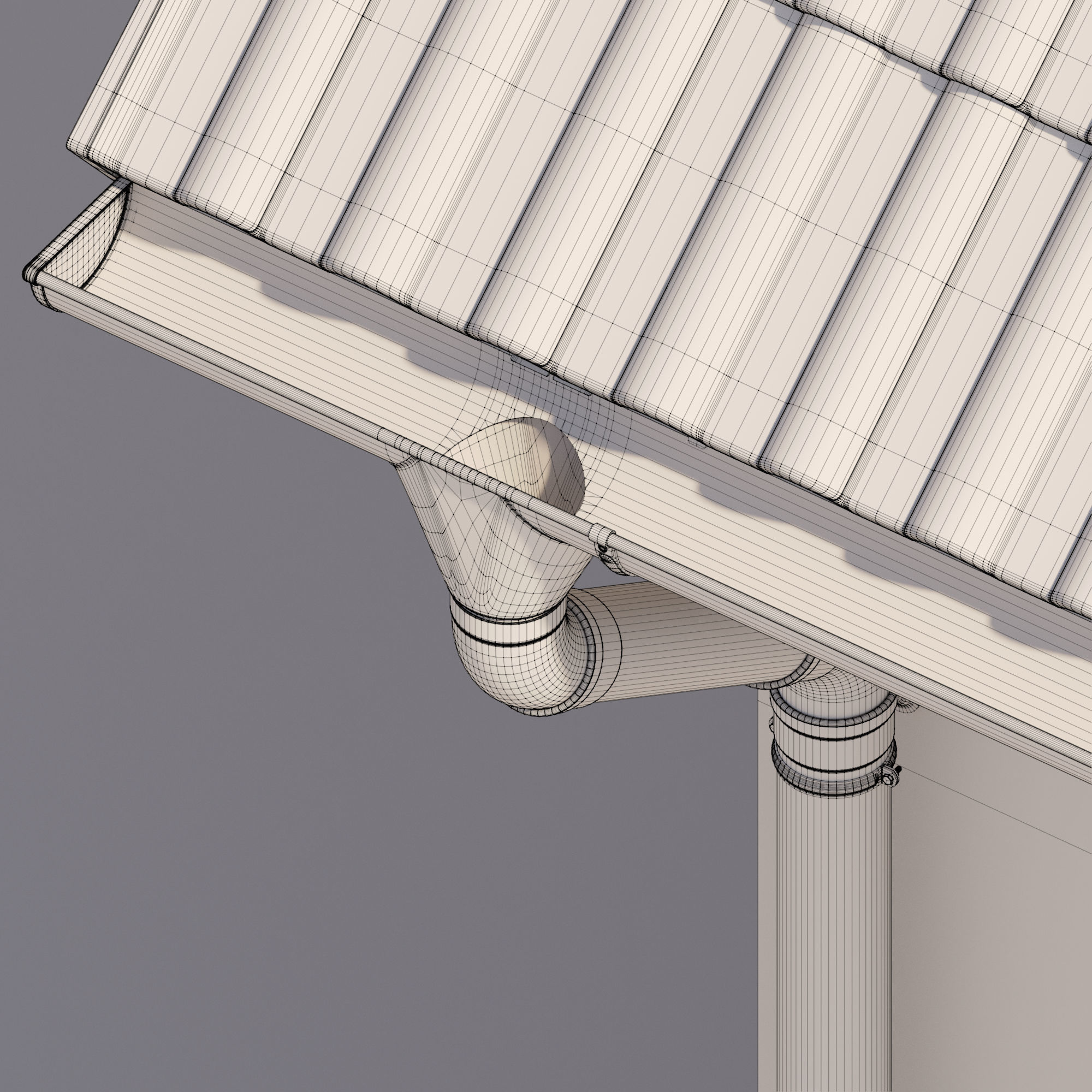 German Gutter System 3D model_22
