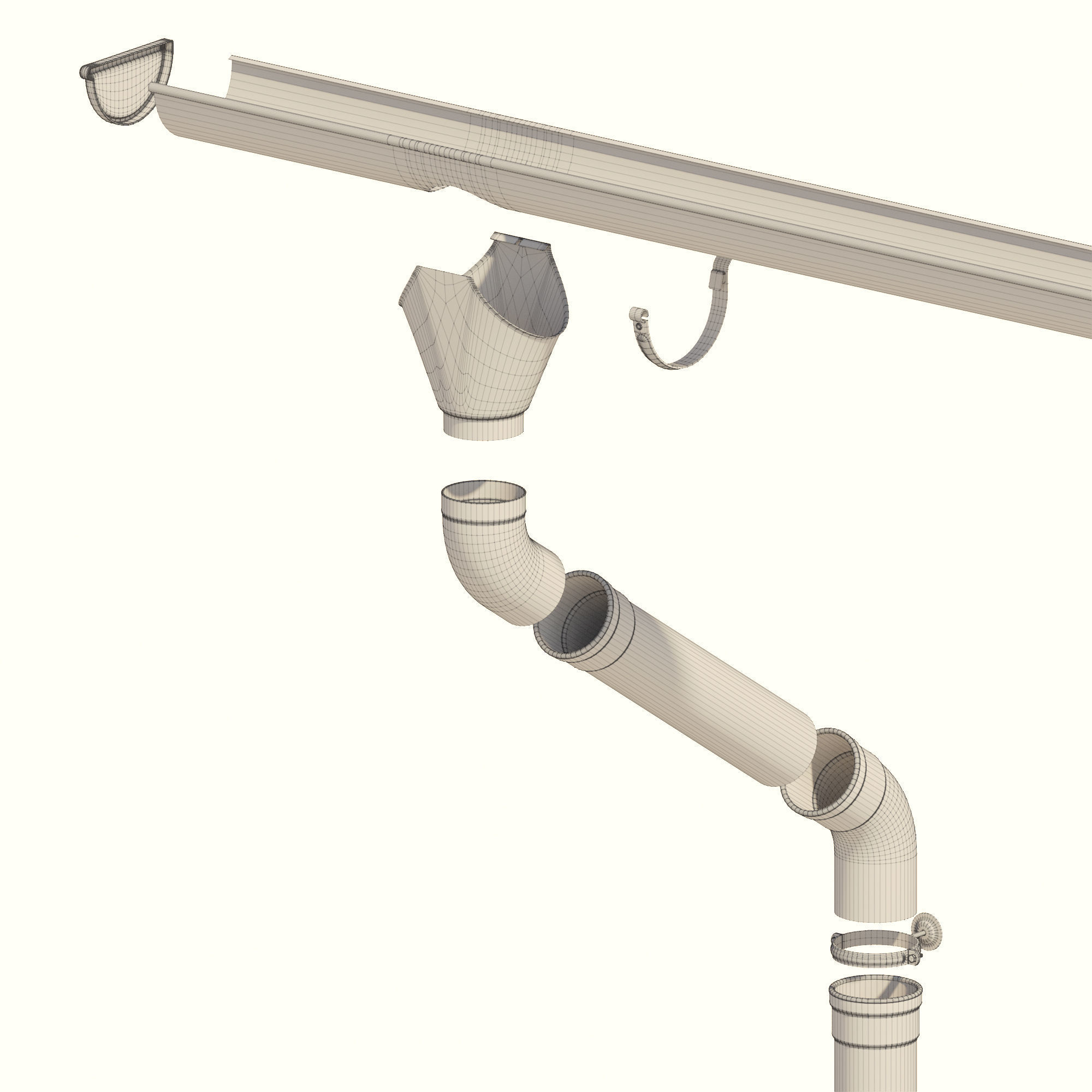 German Gutter System 3D model_26