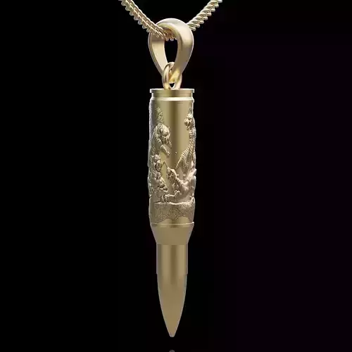 Bullet pendant silver gold printable jewelry 3D model