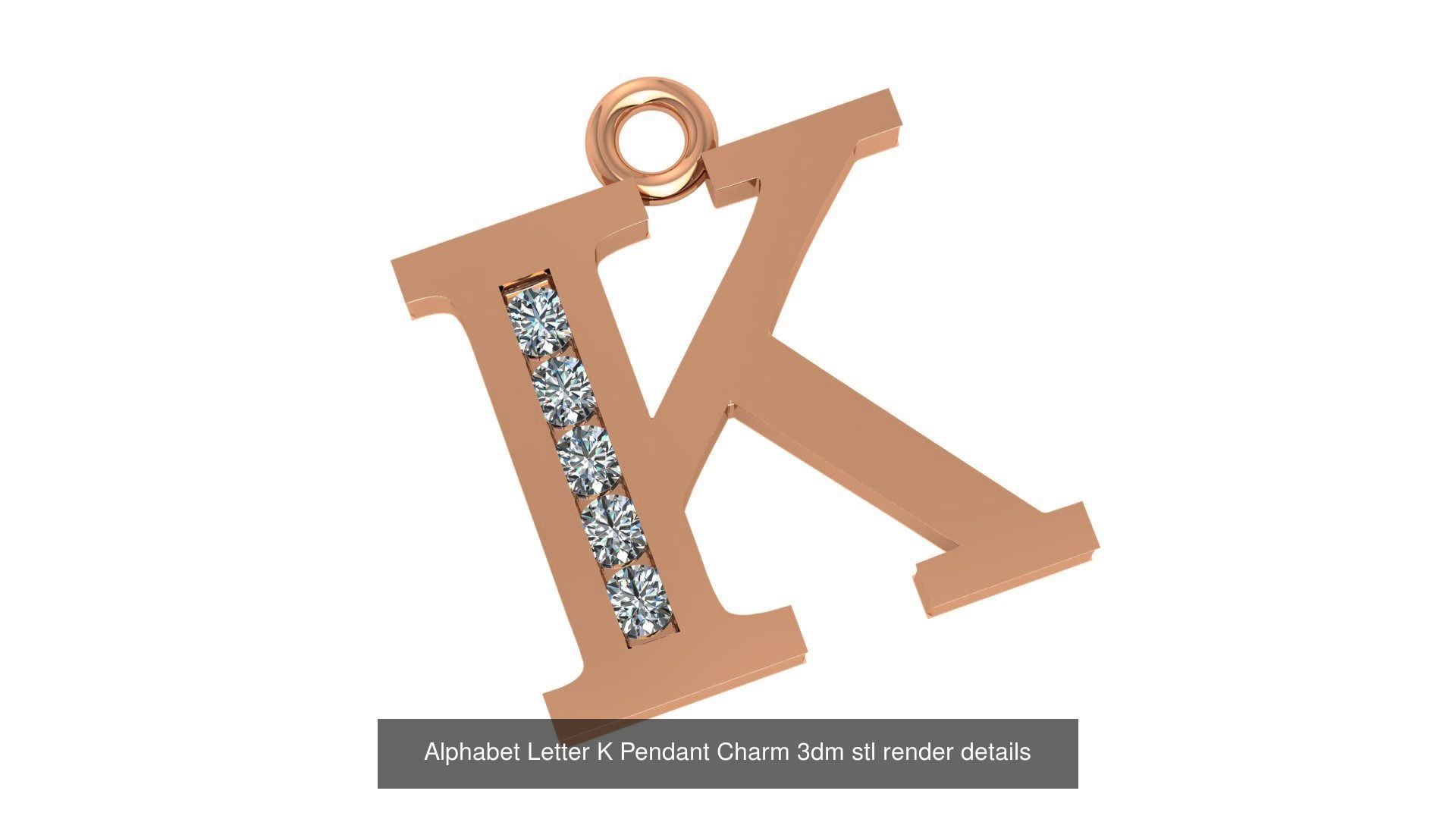 Alphabet Letter A to Z - 26 Pendant Charms 3dm stl render detail 3D Model Collection_16