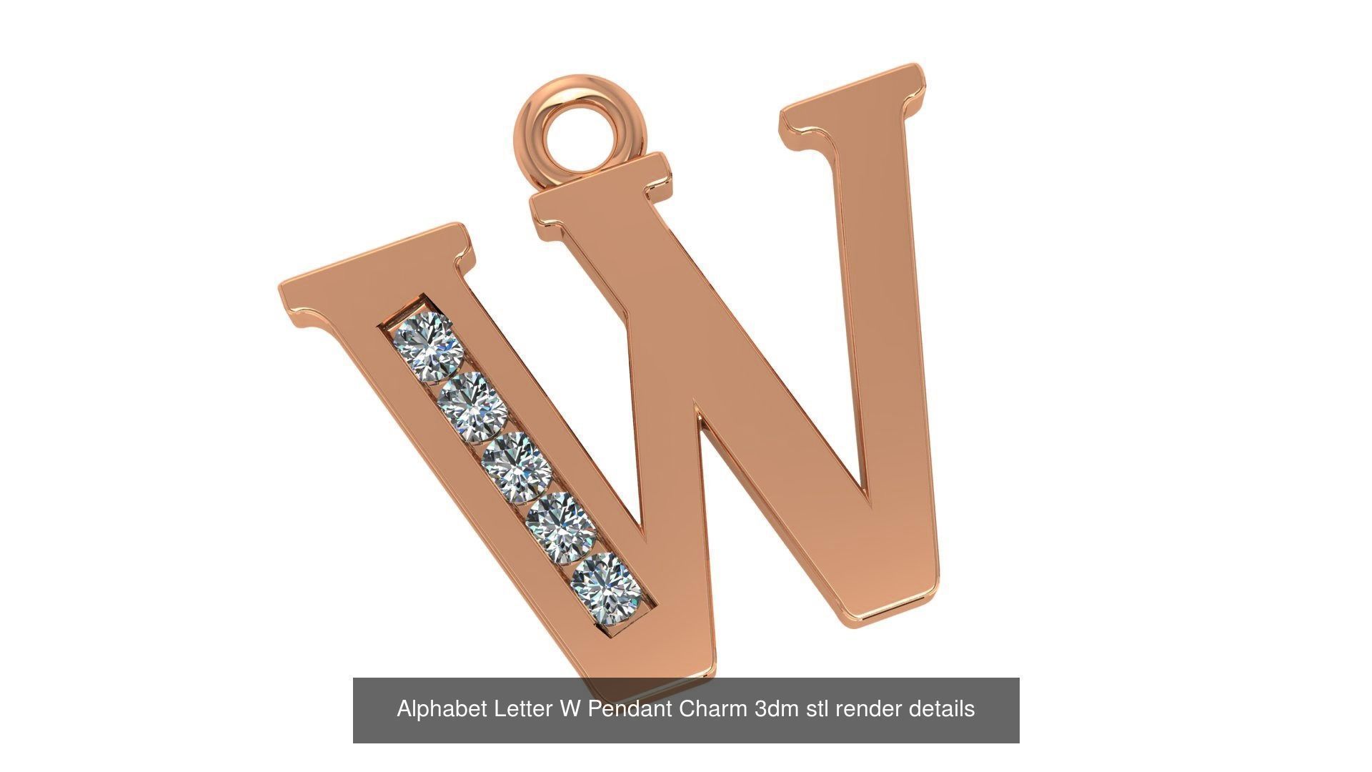 Alphabet Letter A to Z - 26 Pendant Charms 3dm stl render detail 3D Model Collection_4