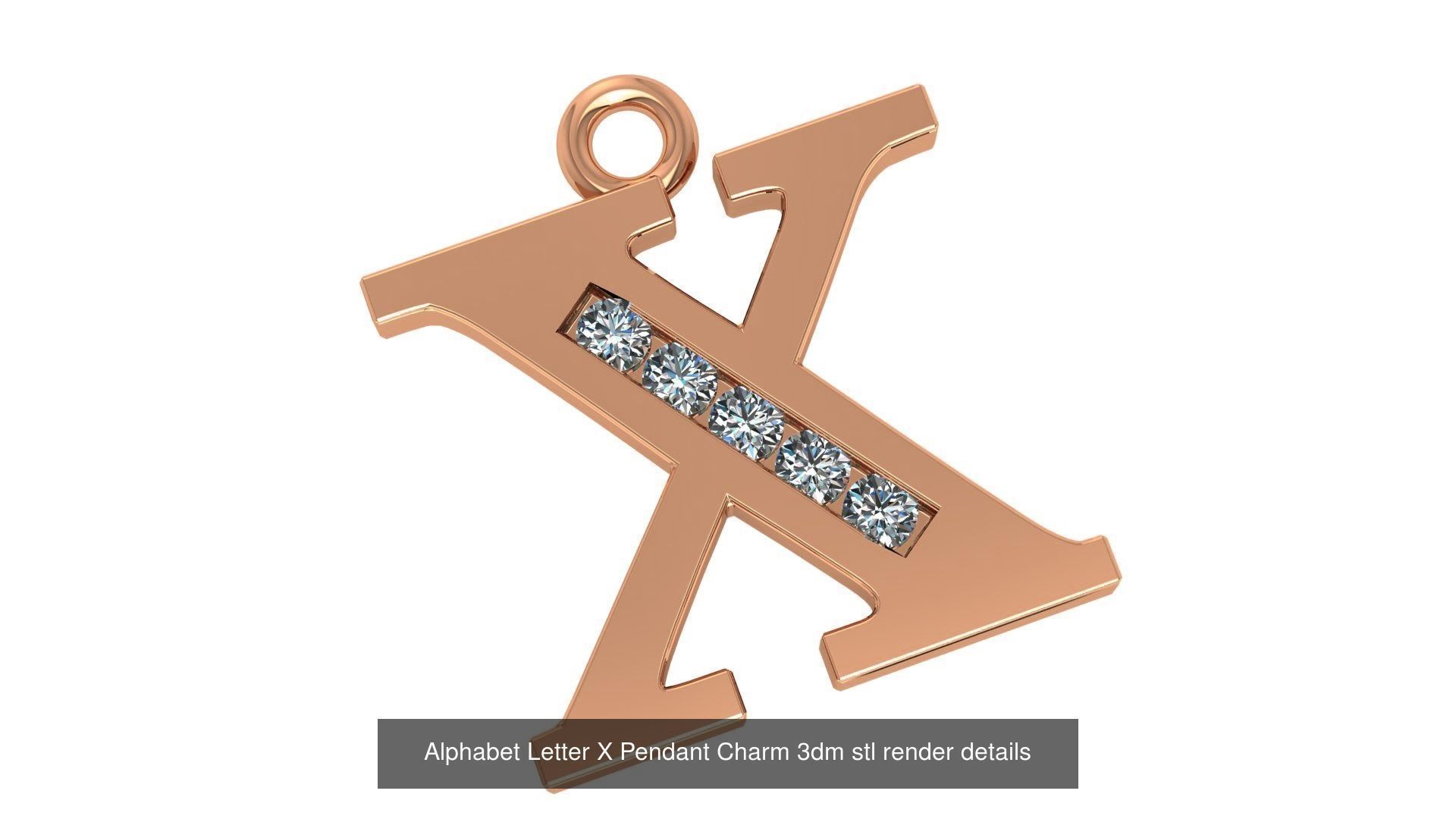 Alphabet Letter A to Z - 26 Pendant Charms 3dm stl render detail 3D Model Collection_3