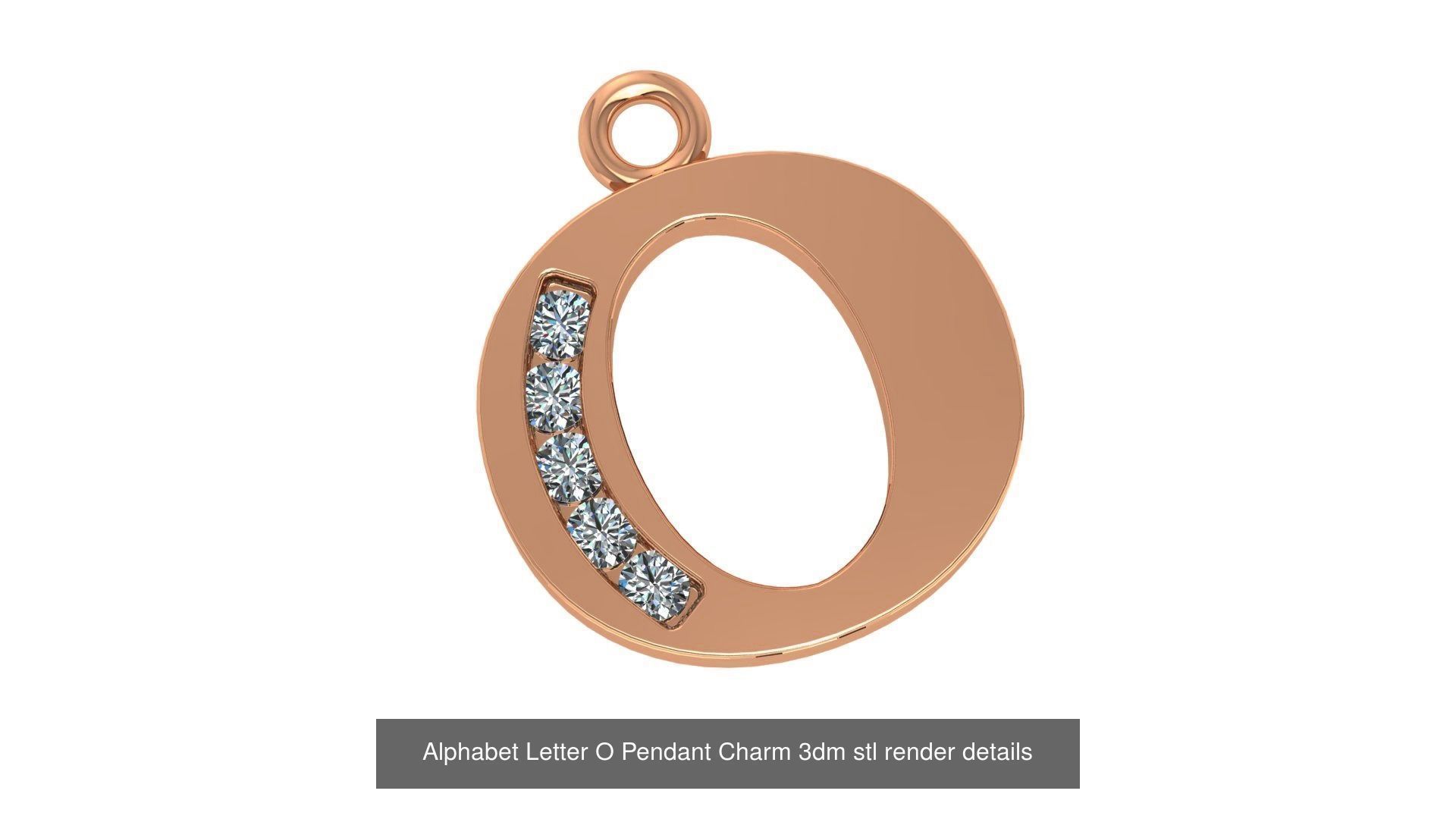 Alphabet Letter A to Z - 26 Pendant Charms 3dm stl render detail 3D Model Collection_12