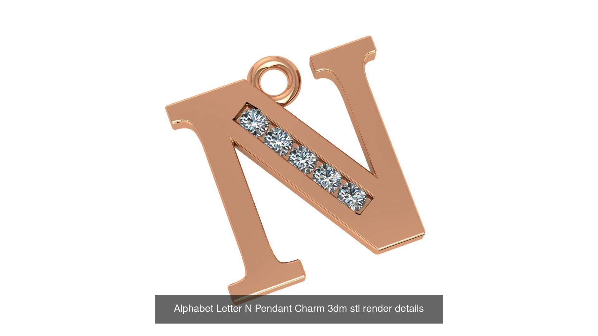 Alphabet Letter A to Z - 26 Pendant Charms 3dm stl render detail 3D Model Collection_13