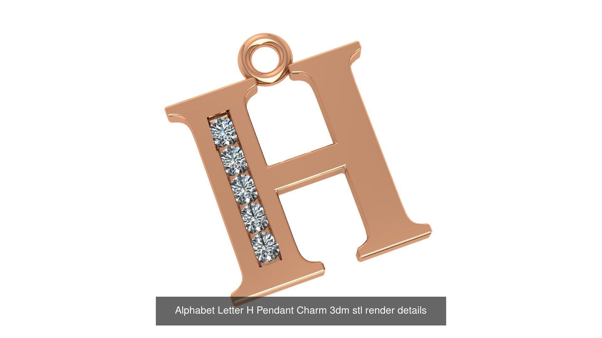 Alphabet Letter A to Z - 26 Pendant Charms 3dm stl render detail 3D Model Collection_19