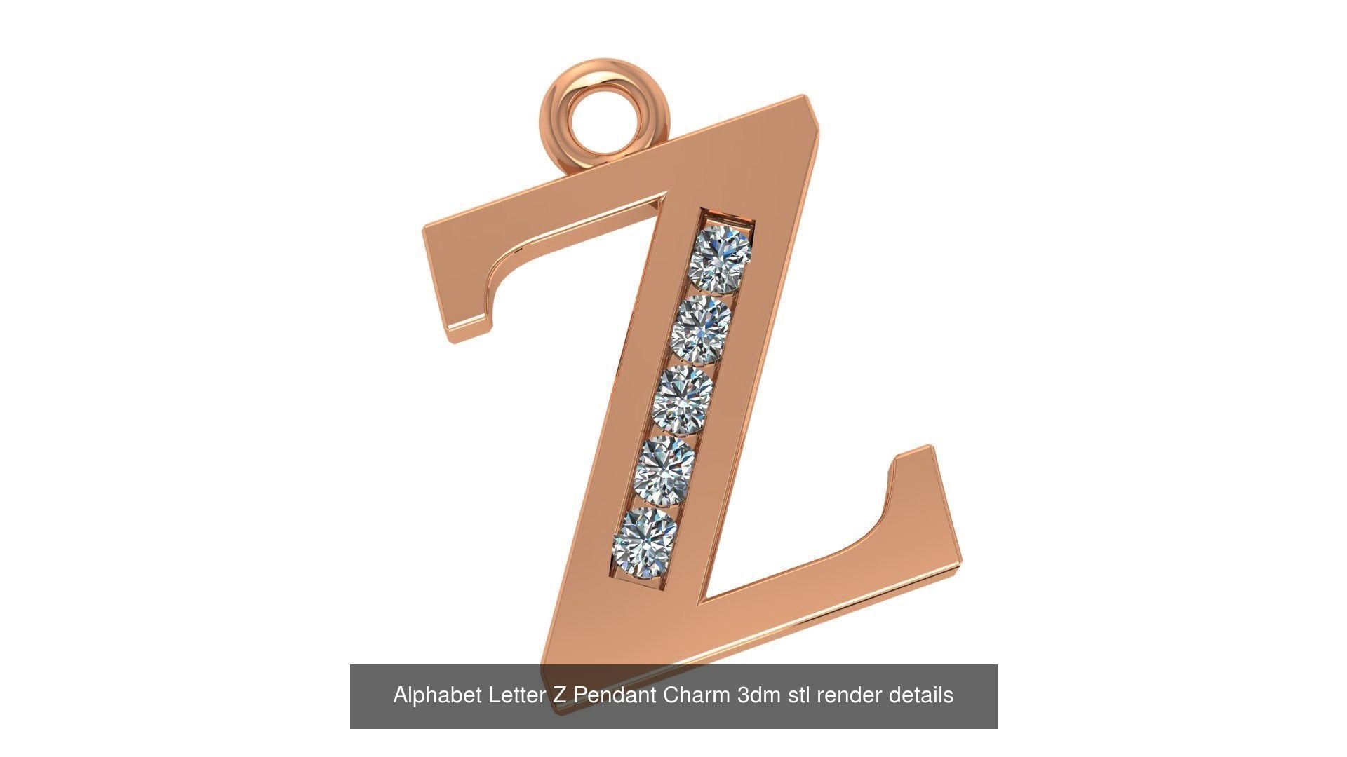 Alphabet Letter A to Z - 26 Pendant Charms 3dm stl render detail 3D Model Collection_1