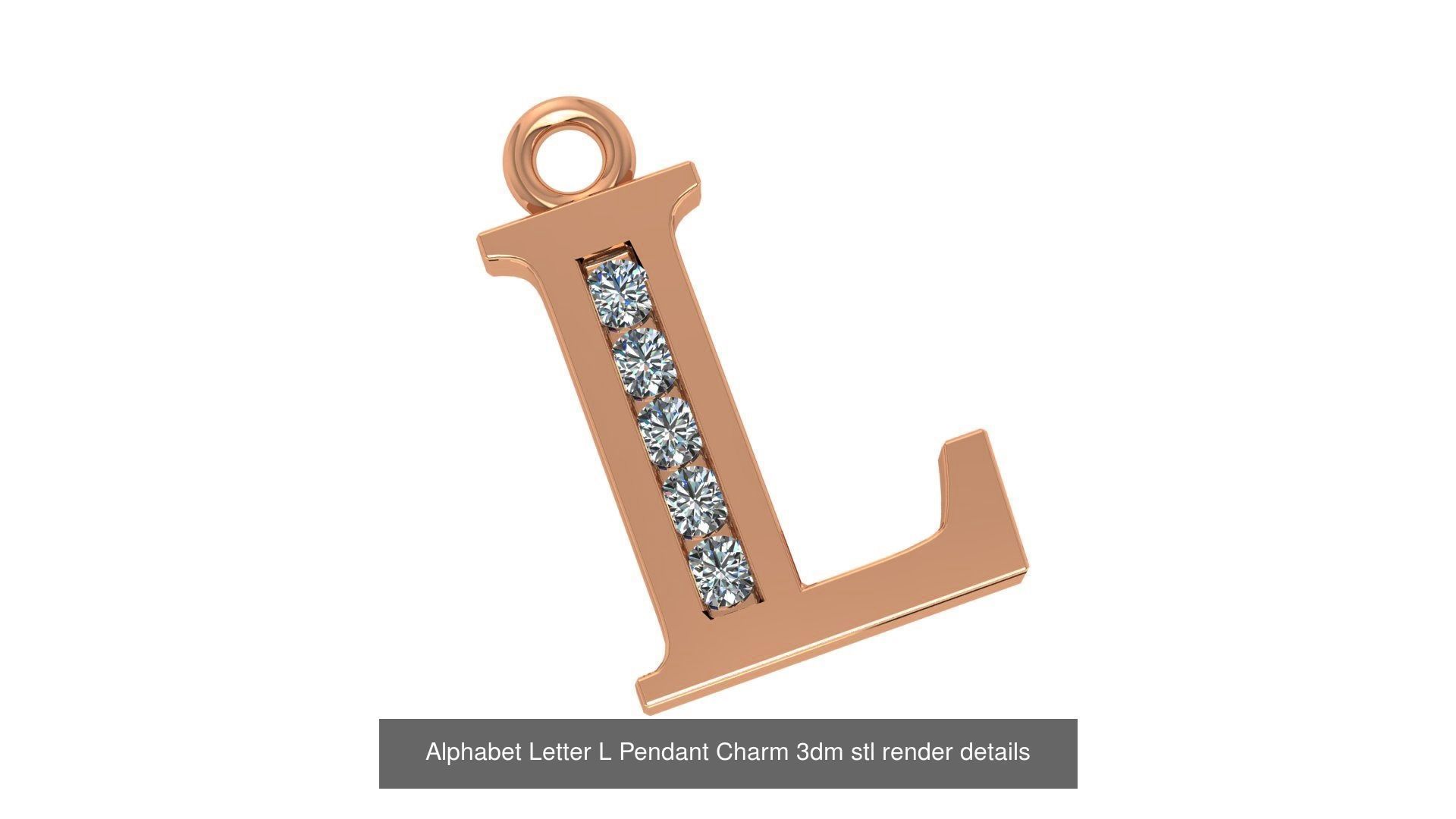 Alphabet Letter A to Z - 26 Pendant Charms 3dm stl render detail 3D Model Collection_15