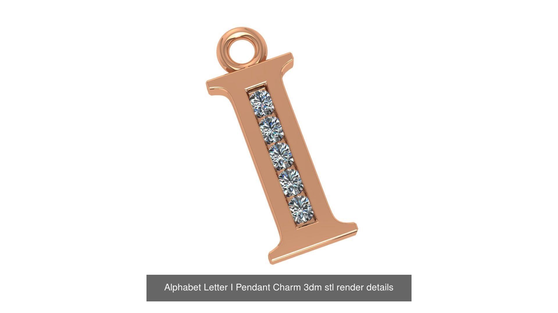 Alphabet Letter A to Z - 26 Pendant Charms 3dm stl render detail 3D Model Collection_18