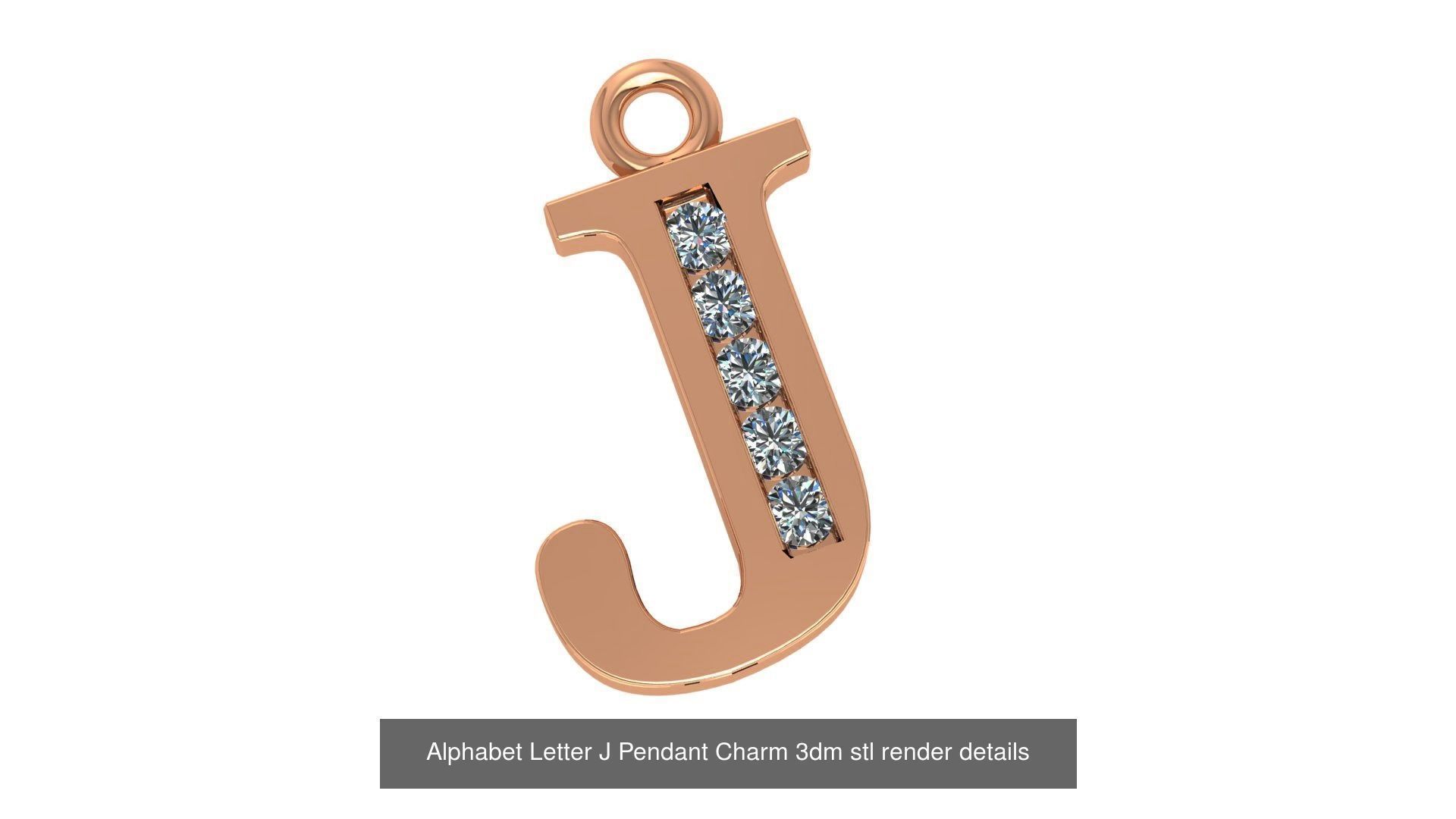 Alphabet Letter A to Z - 26 Pendant Charms 3dm stl render detail 3D Model Collection_17