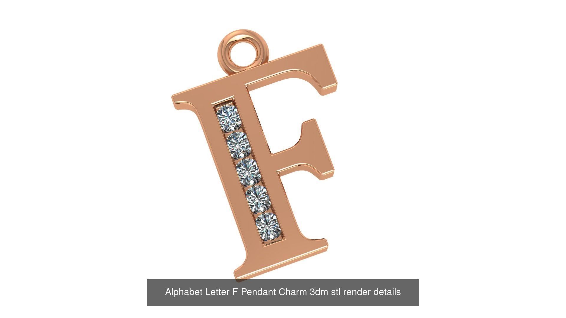 Alphabet Letter A to Z - 26 Pendant Charms 3dm stl render detail 3D Model Collection_21