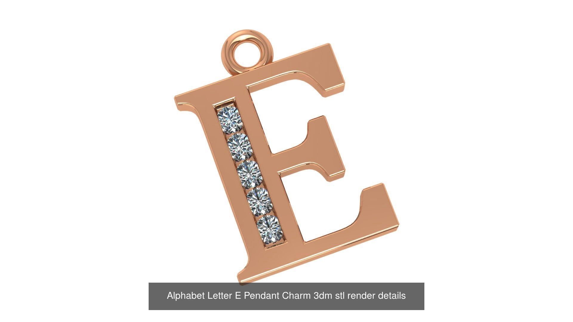 Alphabet Letter A to Z - 26 Pendant Charms 3dm stl render detail 3D Model Collection_22