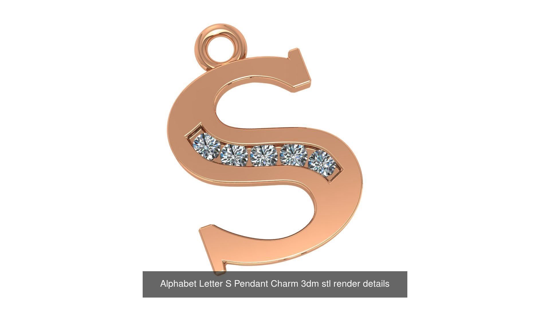 Alphabet Letter A to Z - 26 Pendant Charms 3dm stl render detail 3D Model Collection_8