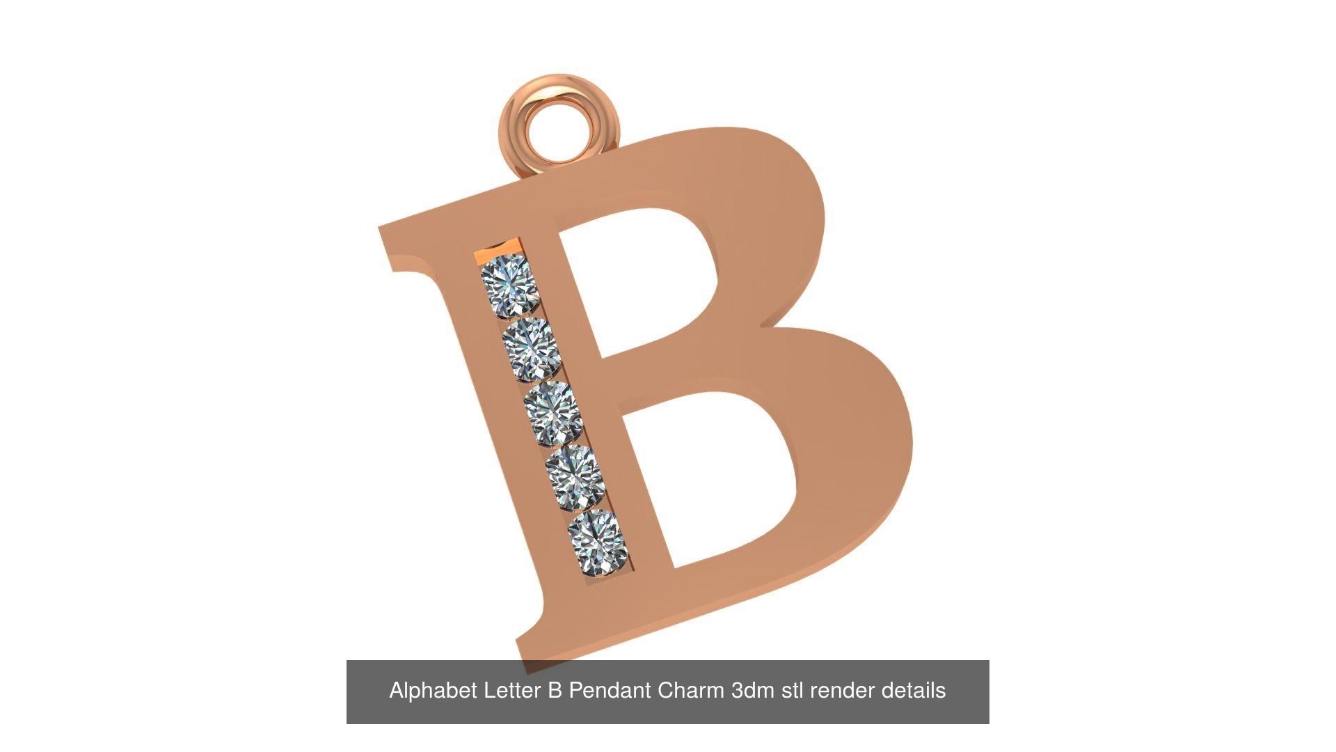 Alphabet Letter A to Z - 26 Pendant Charms 3dm stl render detail 3D Model Collection_25