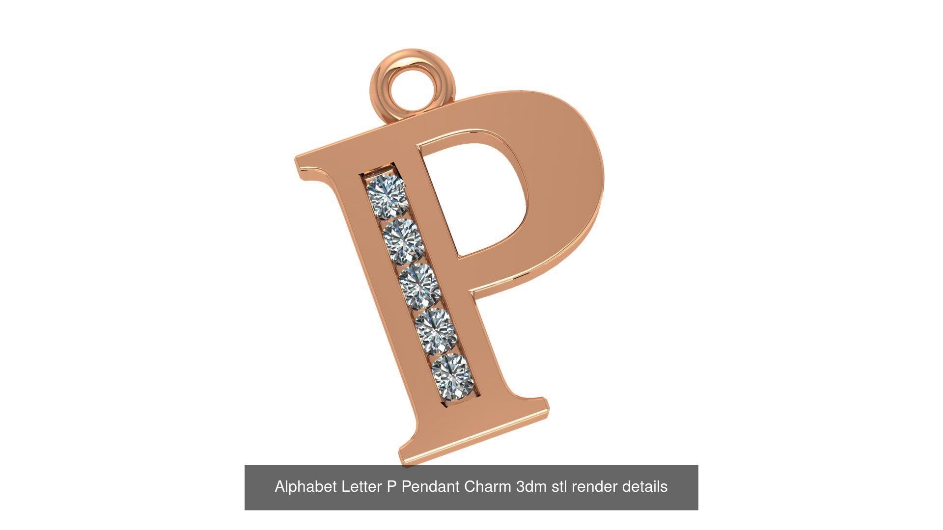 Alphabet Letter A to Z - 26 Pendant Charms 3dm stl render detail 3D Model Collection_11