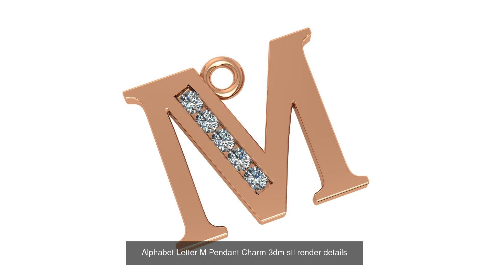 Alphabet Letter A to Z - 26 Pendant Charms 3dm stl render detail 3D Model Collection_14