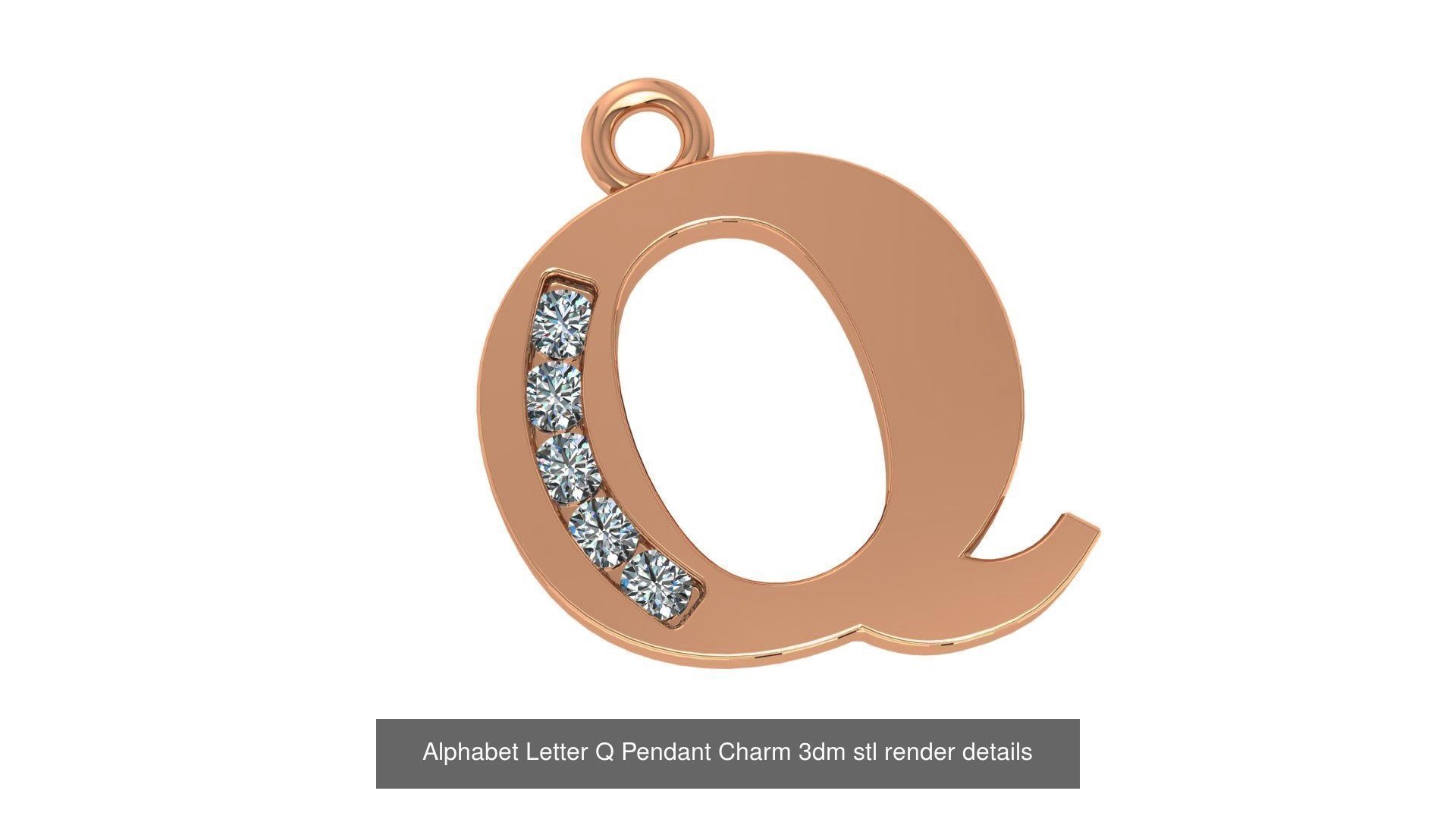 Alphabet Letter A to Z - 26 Pendant Charms 3dm stl render detail 3D Model Collection_10