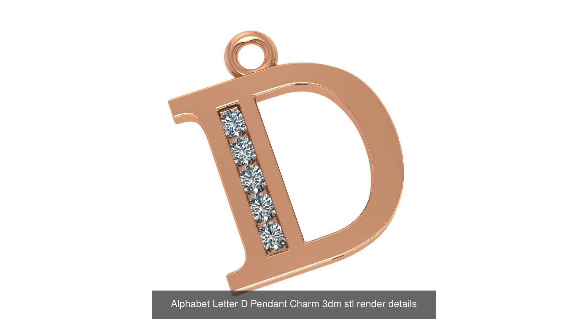 Alphabet Letter A to Z - 26 Pendant Charms 3dm stl render detail 3D Model Collection_23