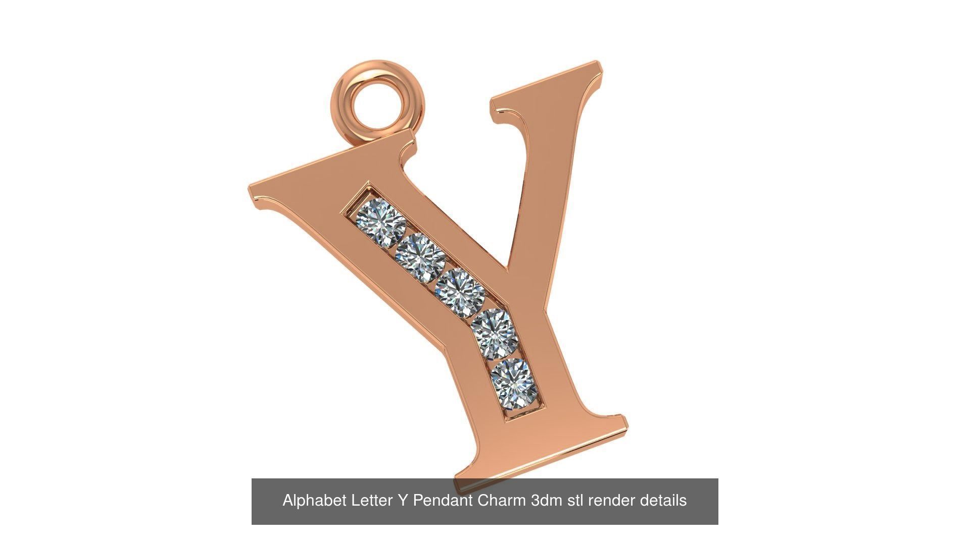 Alphabet Letter A to Z - 26 Pendant Charms 3dm stl render detail 3D Model Collection_2