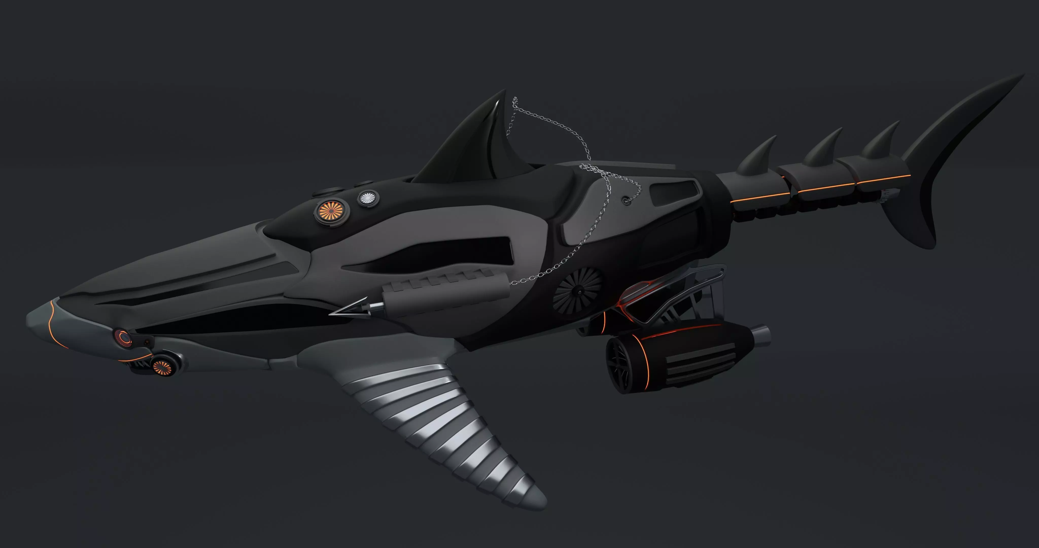 CiFi Robo-shark High poly model 3D model_0