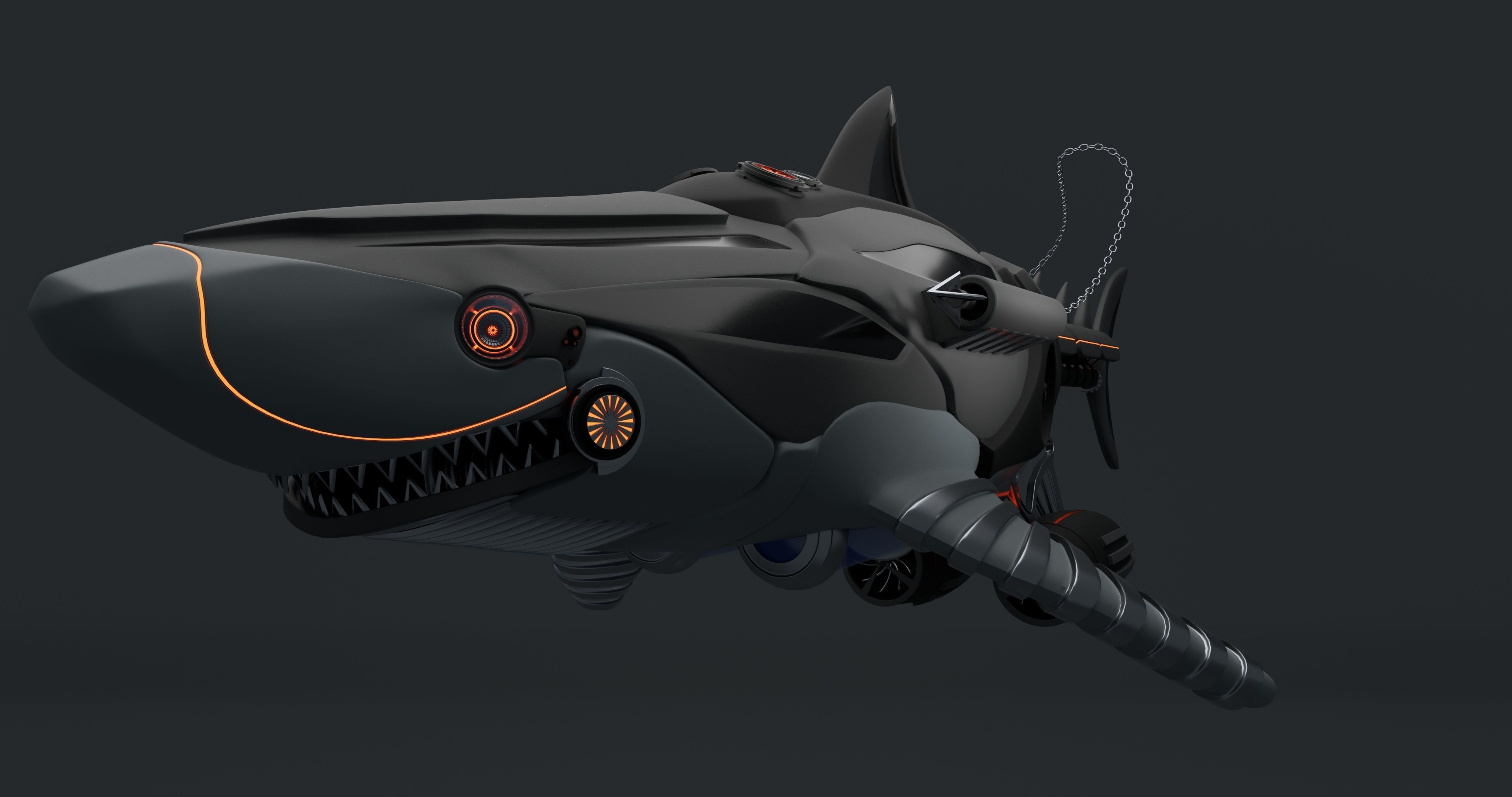 CiFi Robo-shark High poly model 3D model_1