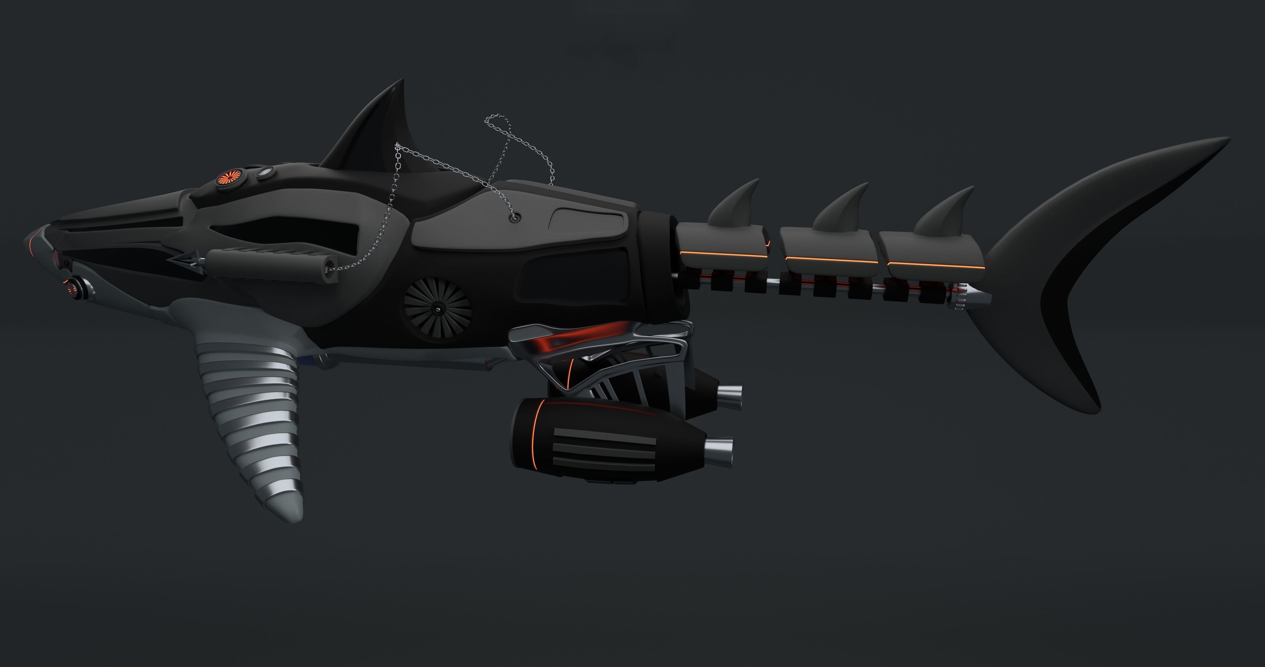 CiFi Robo-shark High poly model 3D model_4