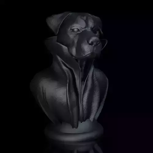 Rottweiler - Dog - with Cape and Collar on Pedestal