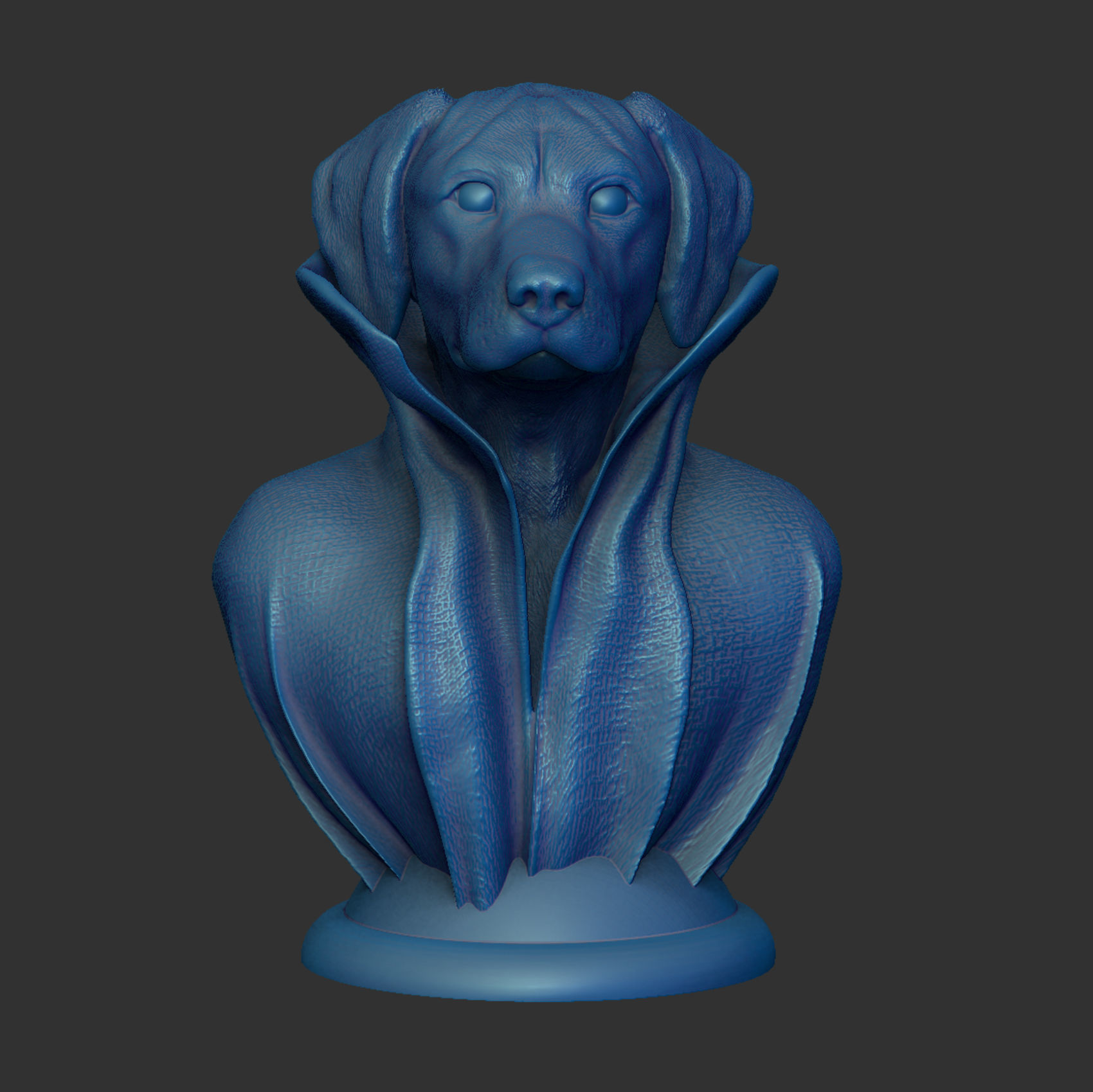 Rhodesian Ridgeback - with Cape Collar on Pedestal 3D print model_4