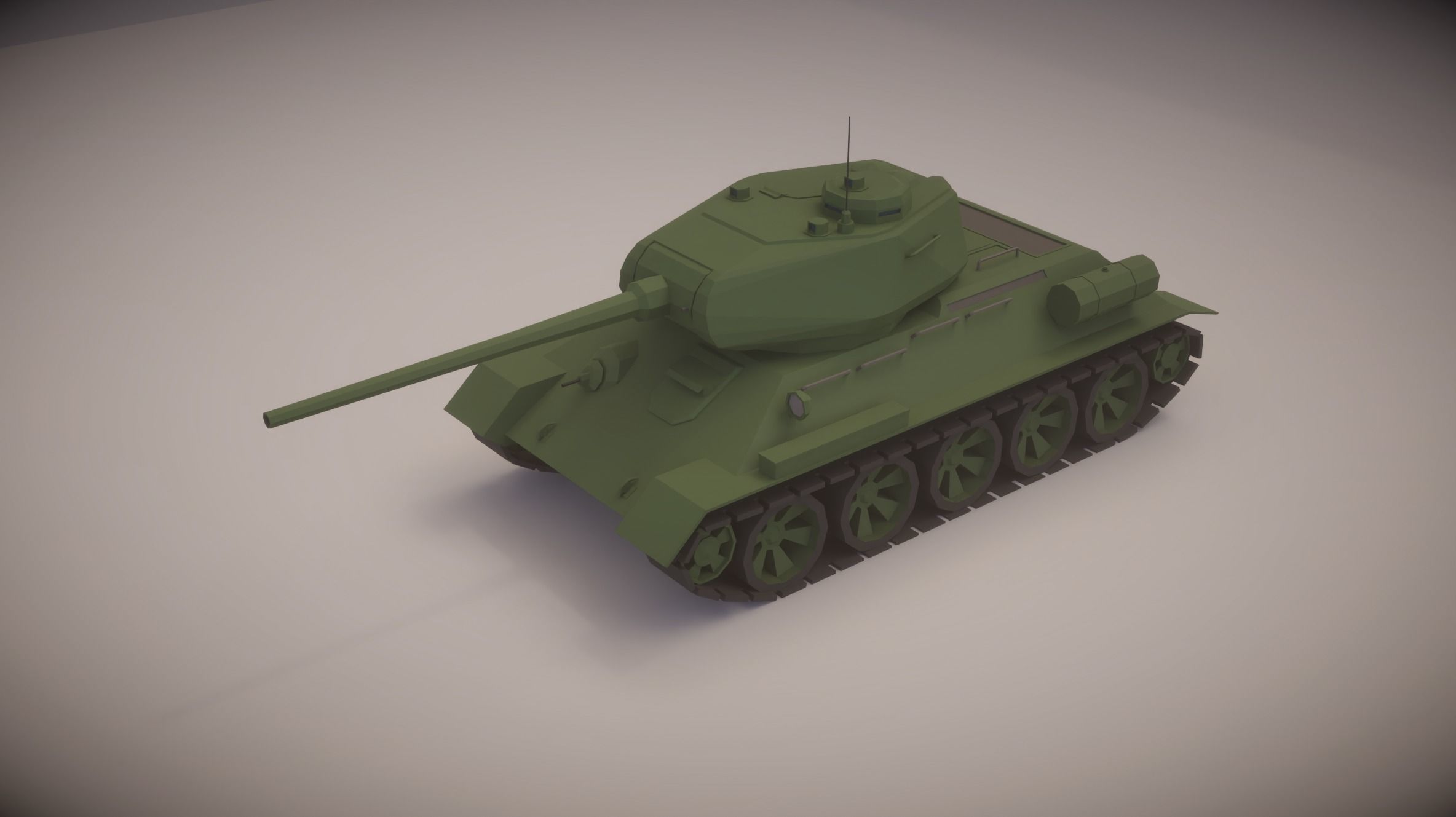 Simple T-34-85 Tank Low-poly 3D model_1