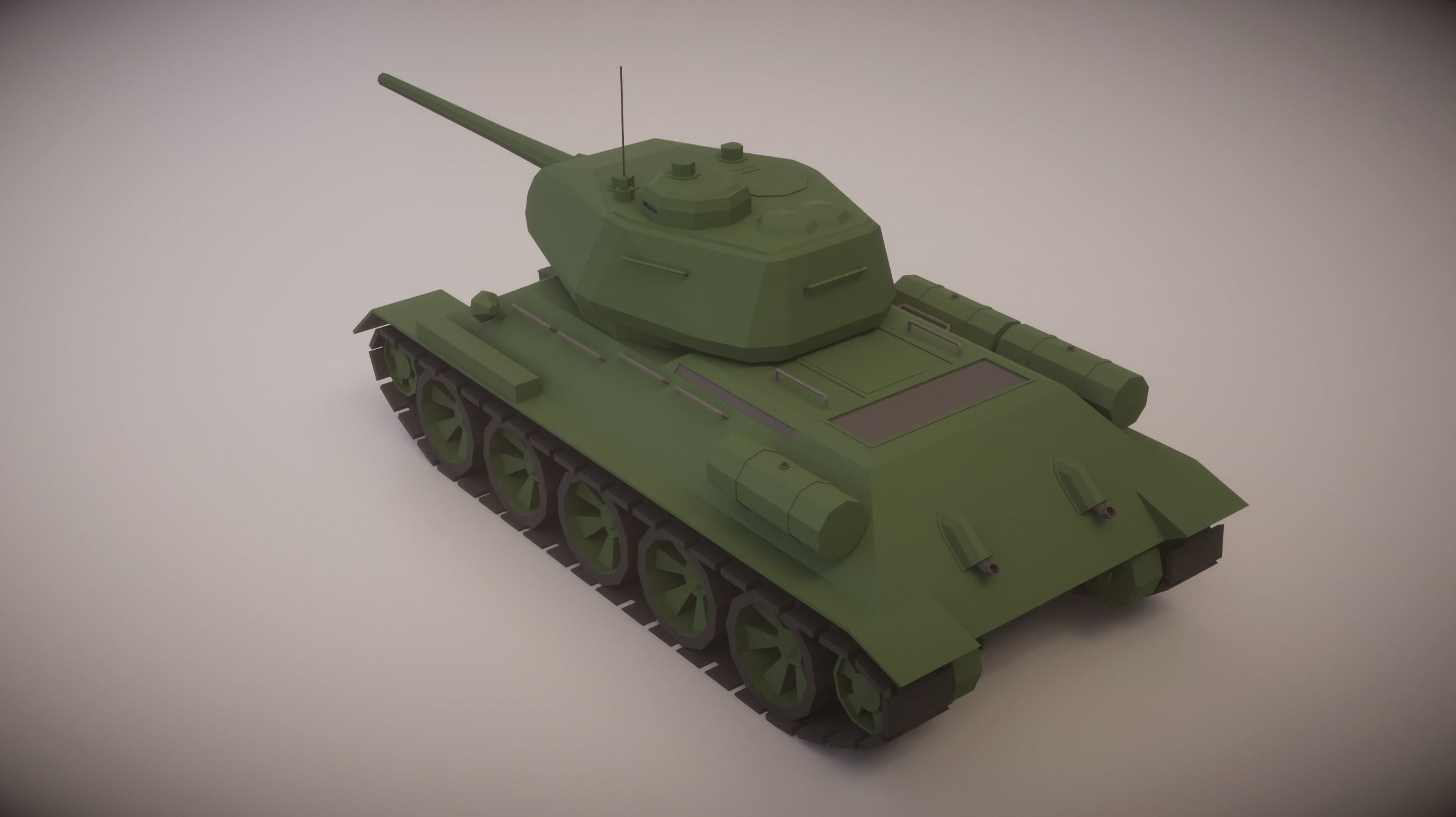 Simple T-34-85 Tank Low-poly 3D model_3