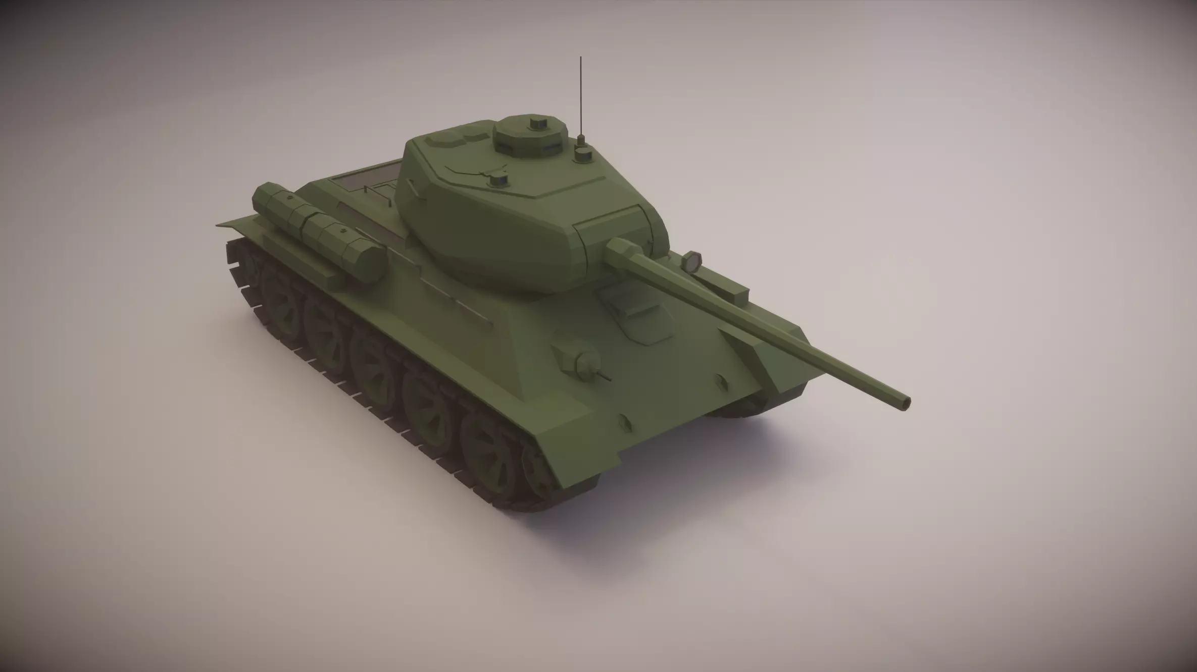 Simple T-34-85 Tank Low-poly 3D model_0