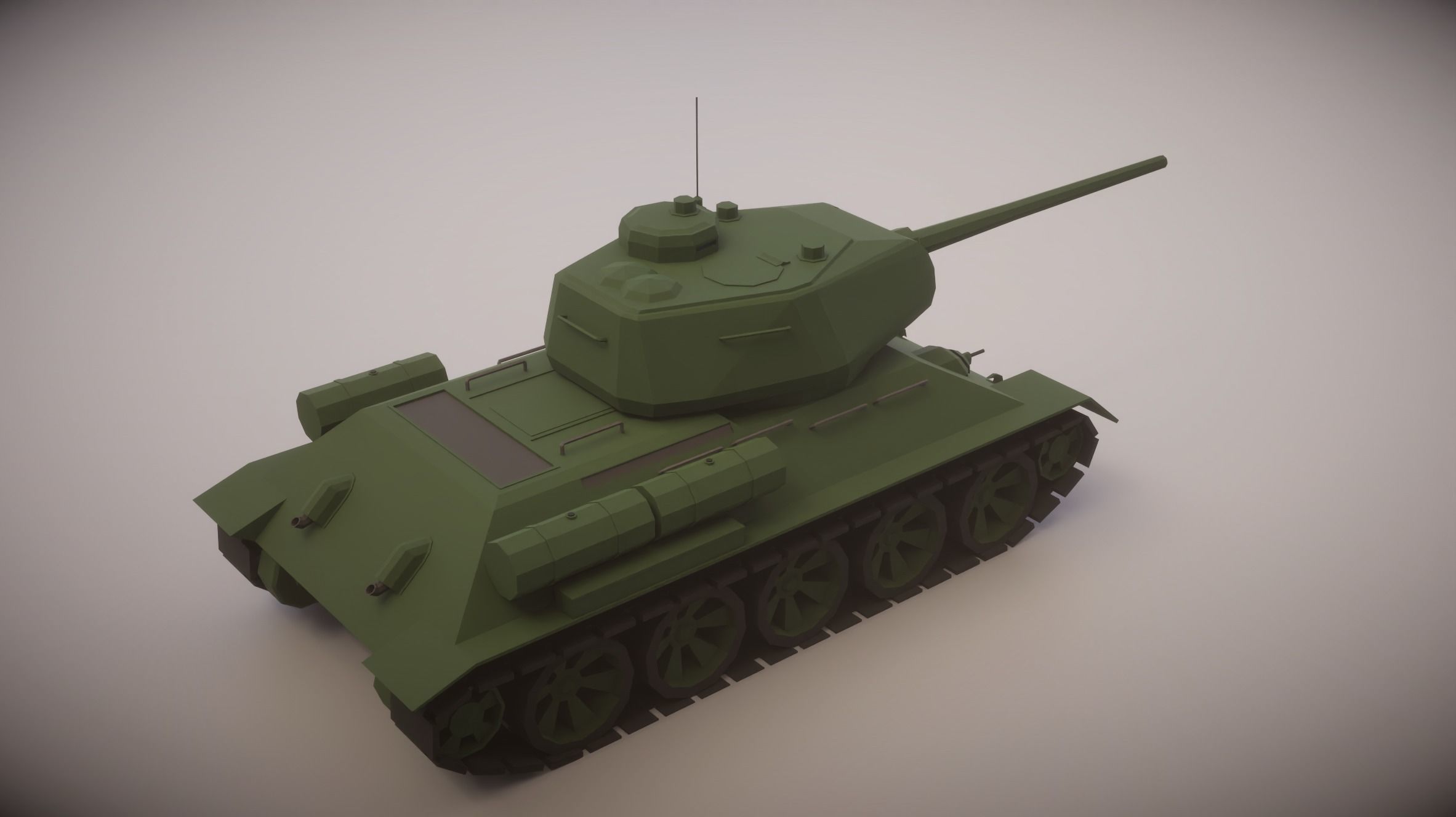 Simple T-34-85 Tank Low-poly 3D model_2
