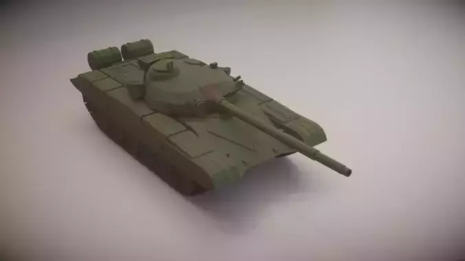 Simple T-72A Tank Low-poly 3D model
