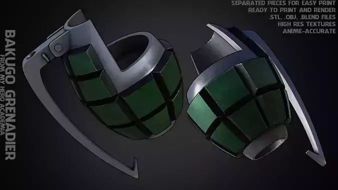 My Hero Academia Bakugo Grenadier Bracers for Cosplay 3D print model