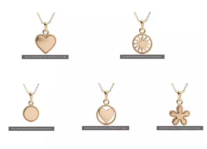 5 Light Weigt Plain Gold Pendant 3dm stl ply glb gltf mtl 3mf 3D Model Collection