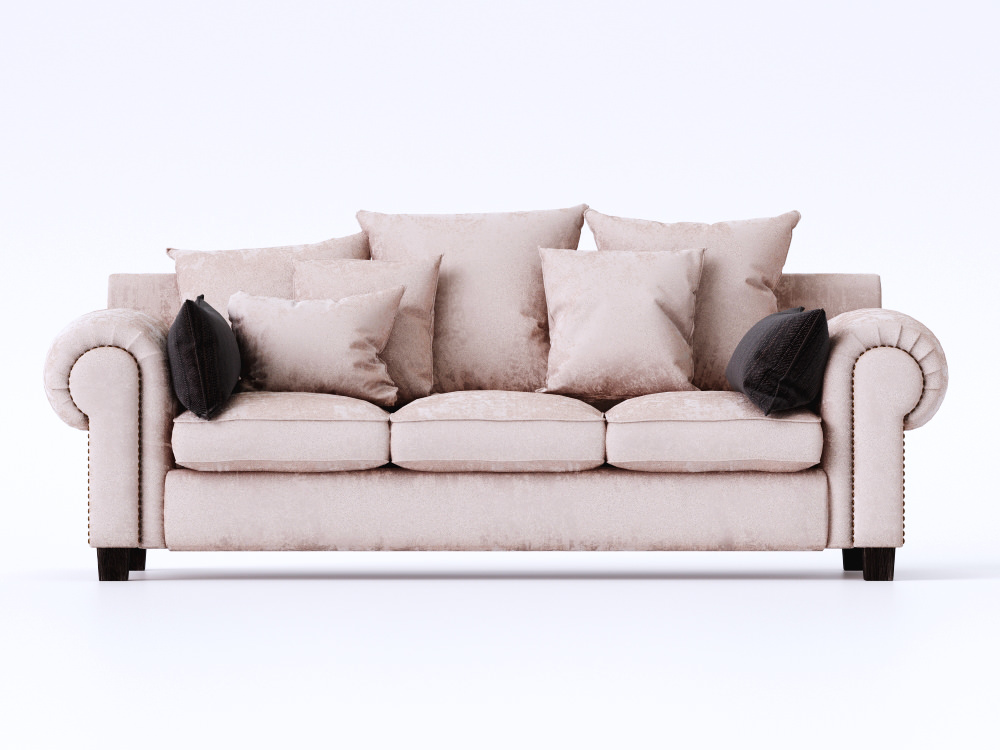 Stalian sofa with pillows and studs 3D model_3