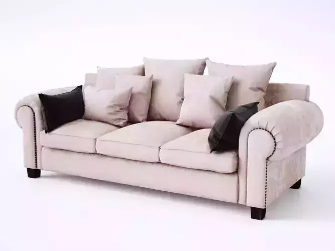 Stalian sofa with pillows and studs