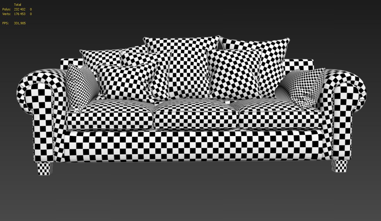 Stalian sofa with pillows and studs 3D model_5