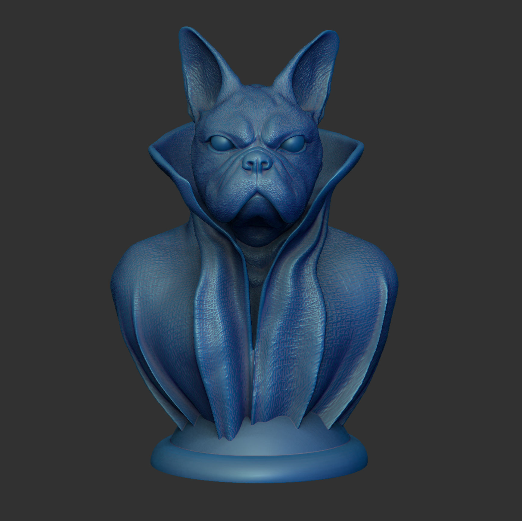 French Bulldog - with Cape Collar on Pedestal 3D print model_2